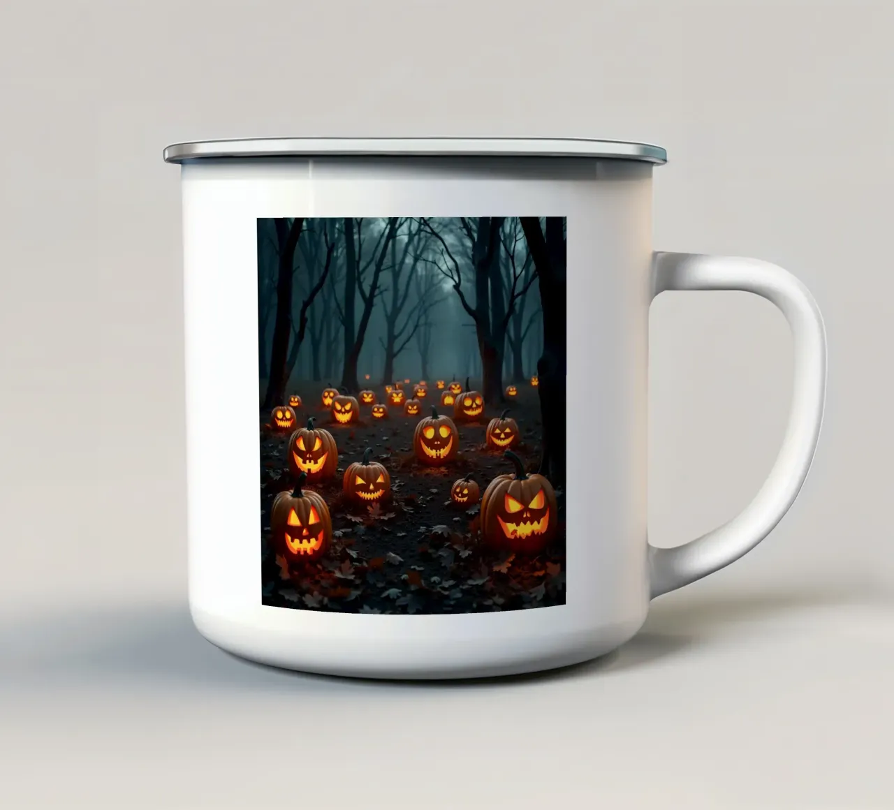 Halloween_zucche nel bosco_4 tazza in smalto da Fantasie & Mystikwelten by LK