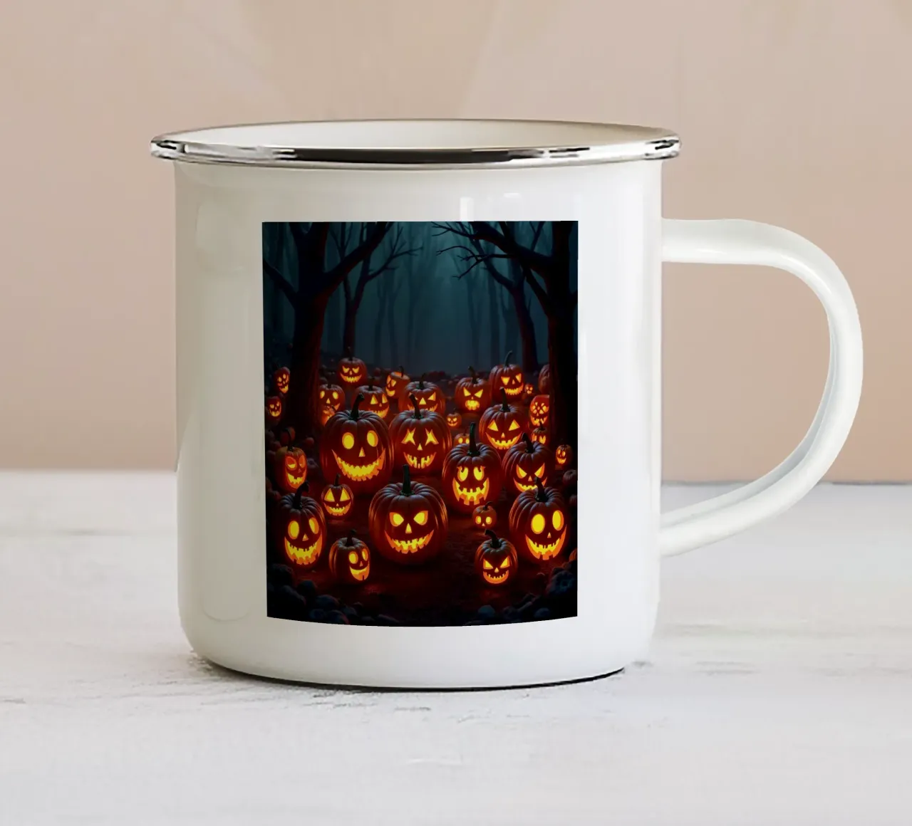 Halloween_zucche nel bosco_5 tazza in smalto da Fantasie & Mystikwelten by LK