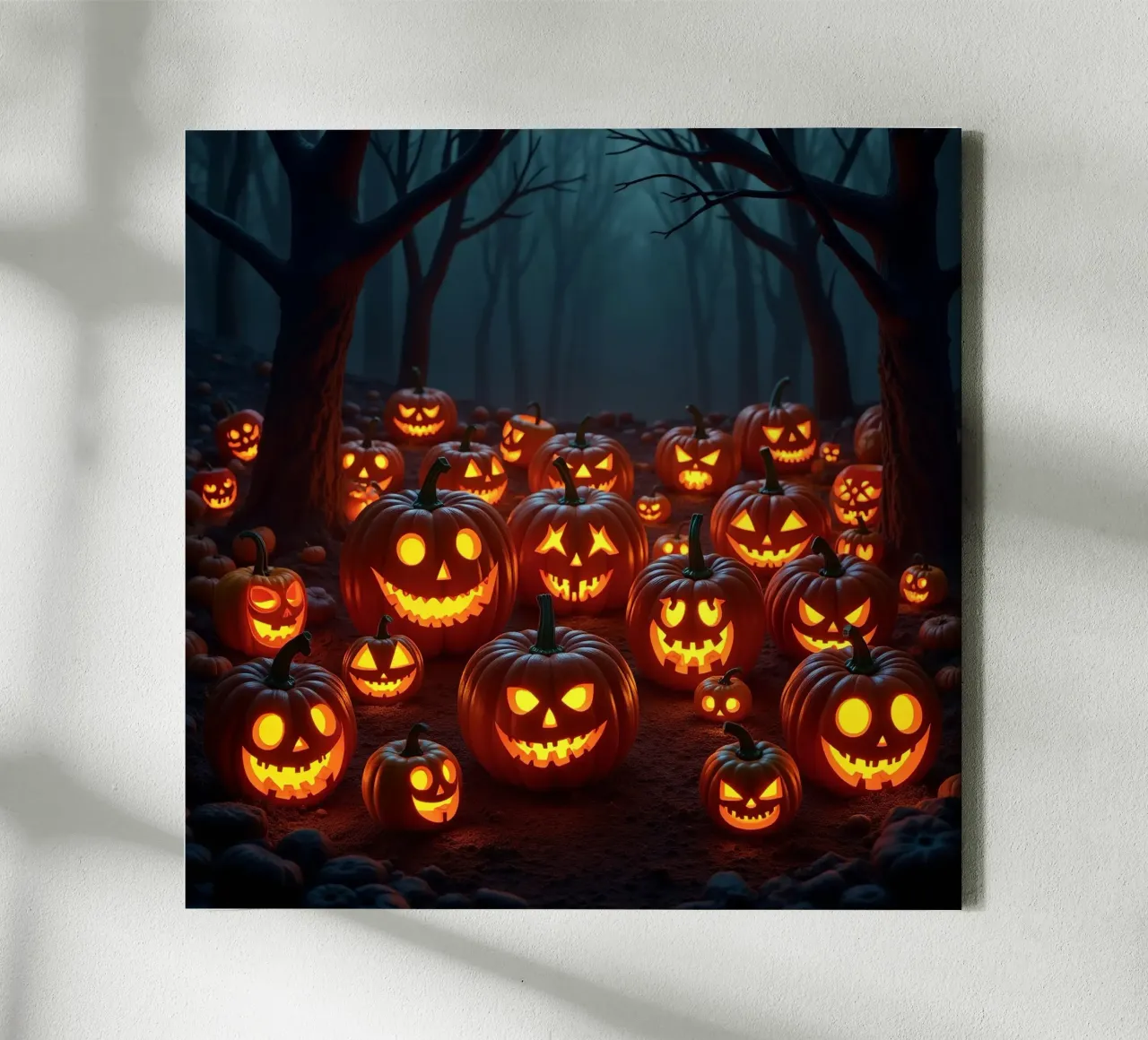 Halloween_zucche nel bosco_5 tela con Cornice a cassetta da Fantasie & Mystikwelten by LK