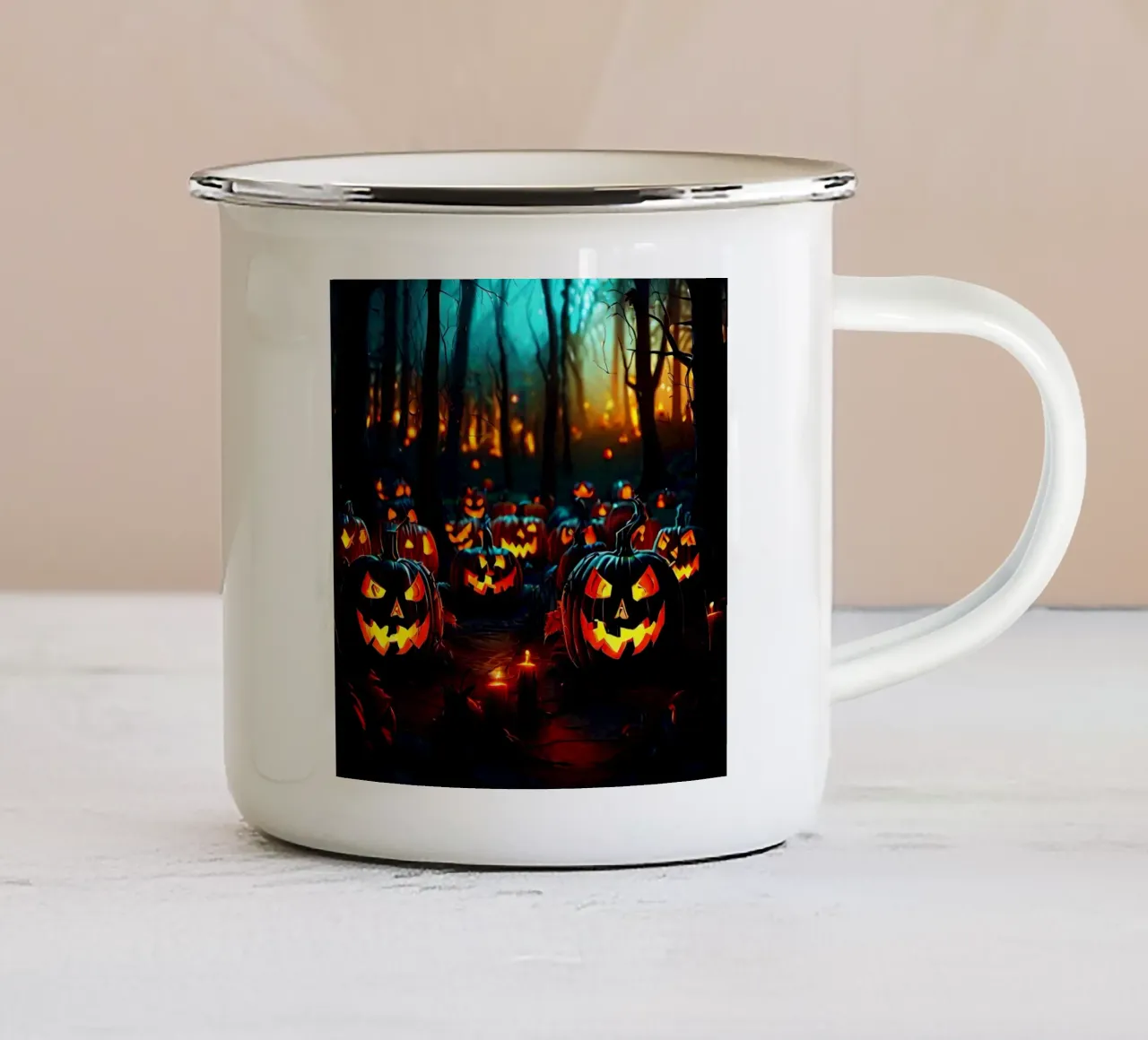 Halloween_zucche nel bosco_6 tazza in smalto da Fantasie & Mystikwelten by LK