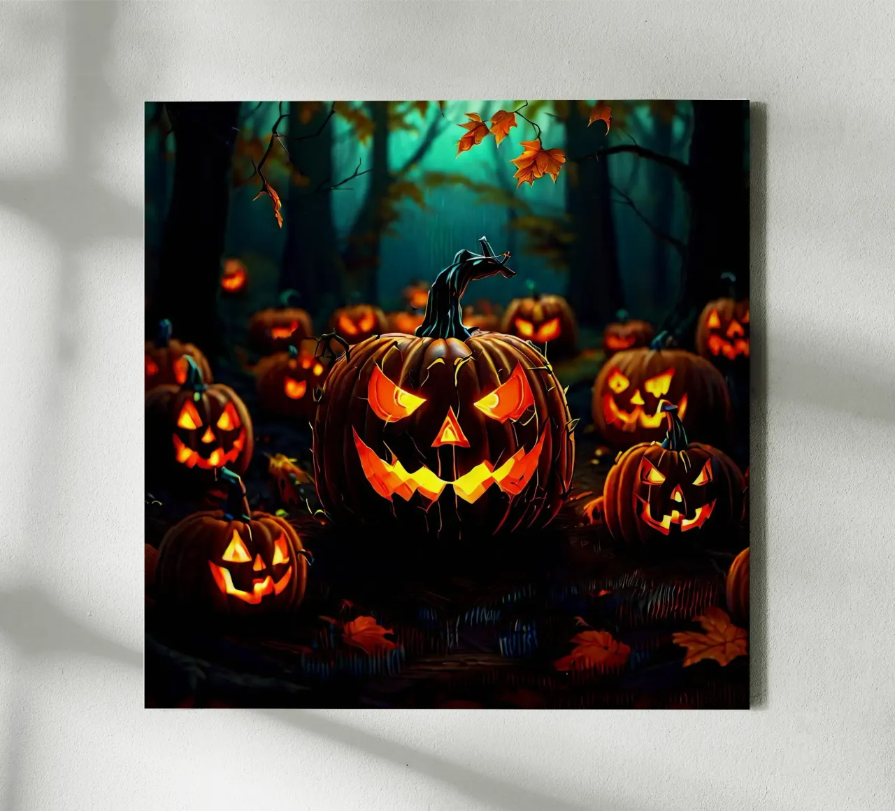 Halloween_zucche nel bosco_7 tela con Cornice a cassetta da Fantasie & Mystikwelten by LK