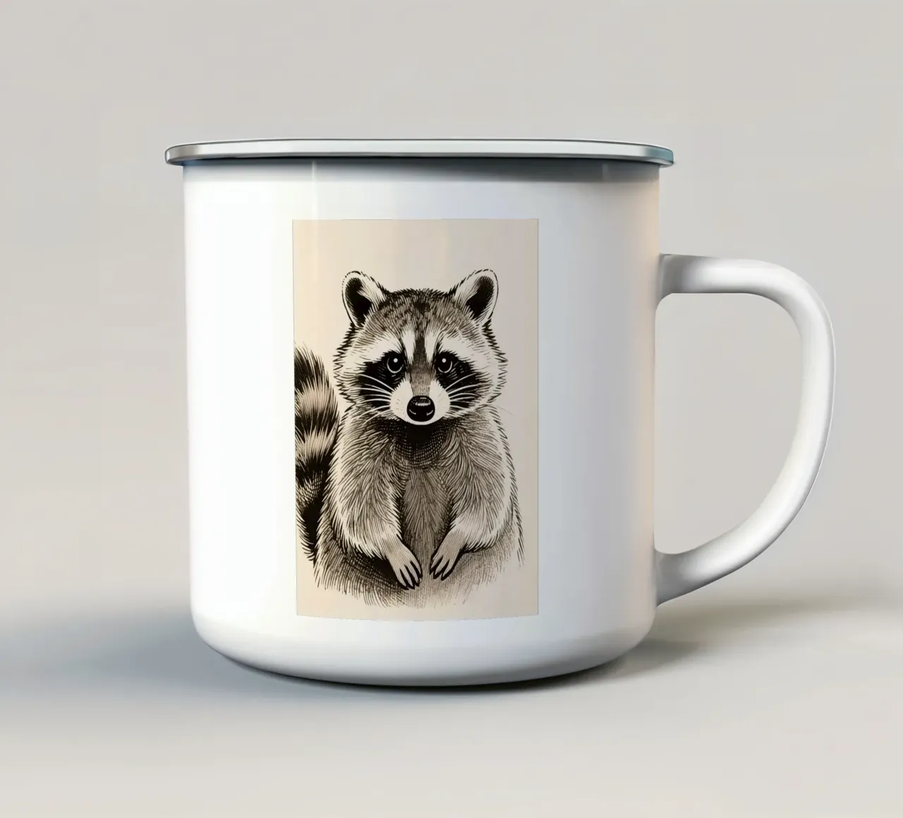 Procione tazza in smalto da knowledge