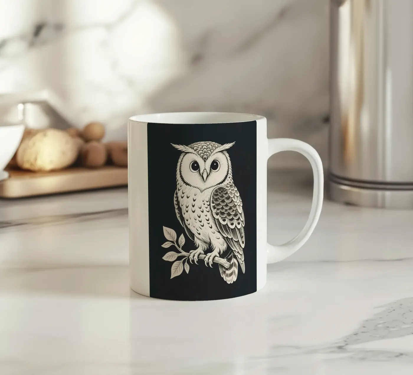 Owl ceramic mug by knowledge