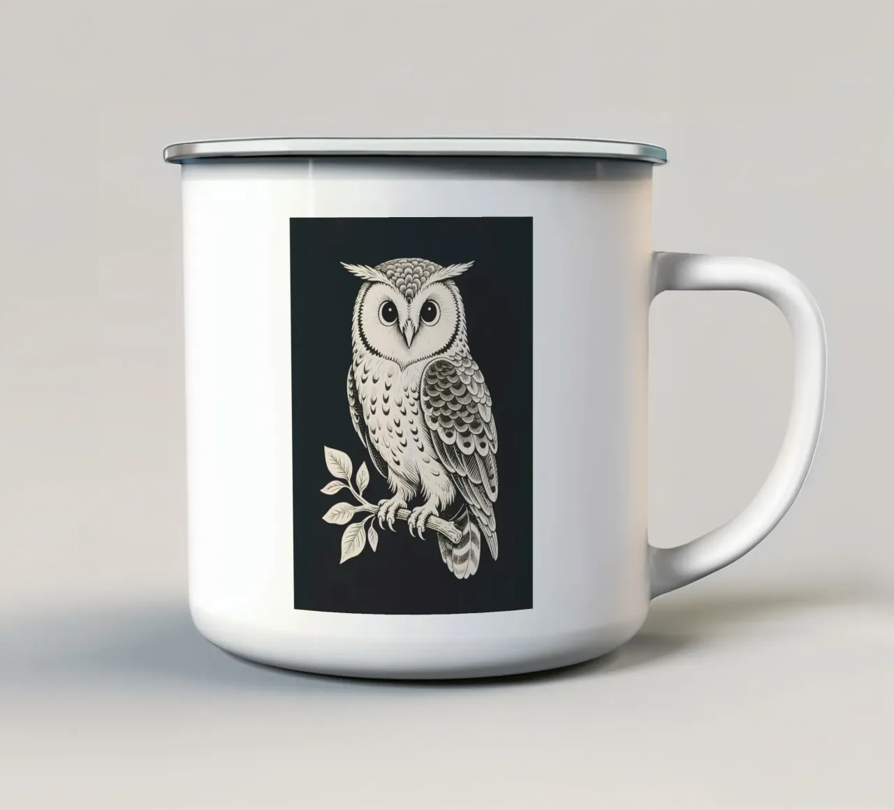 Gufo tazza in smalto da knowledge