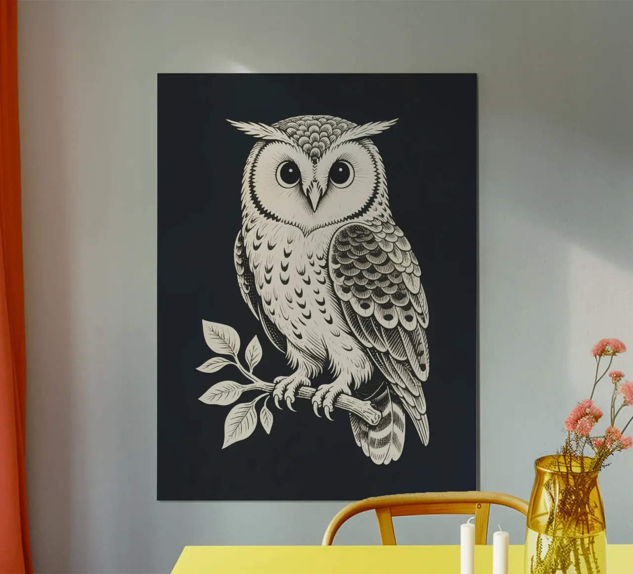 Gufo poster con telaio in plastica da knowledge