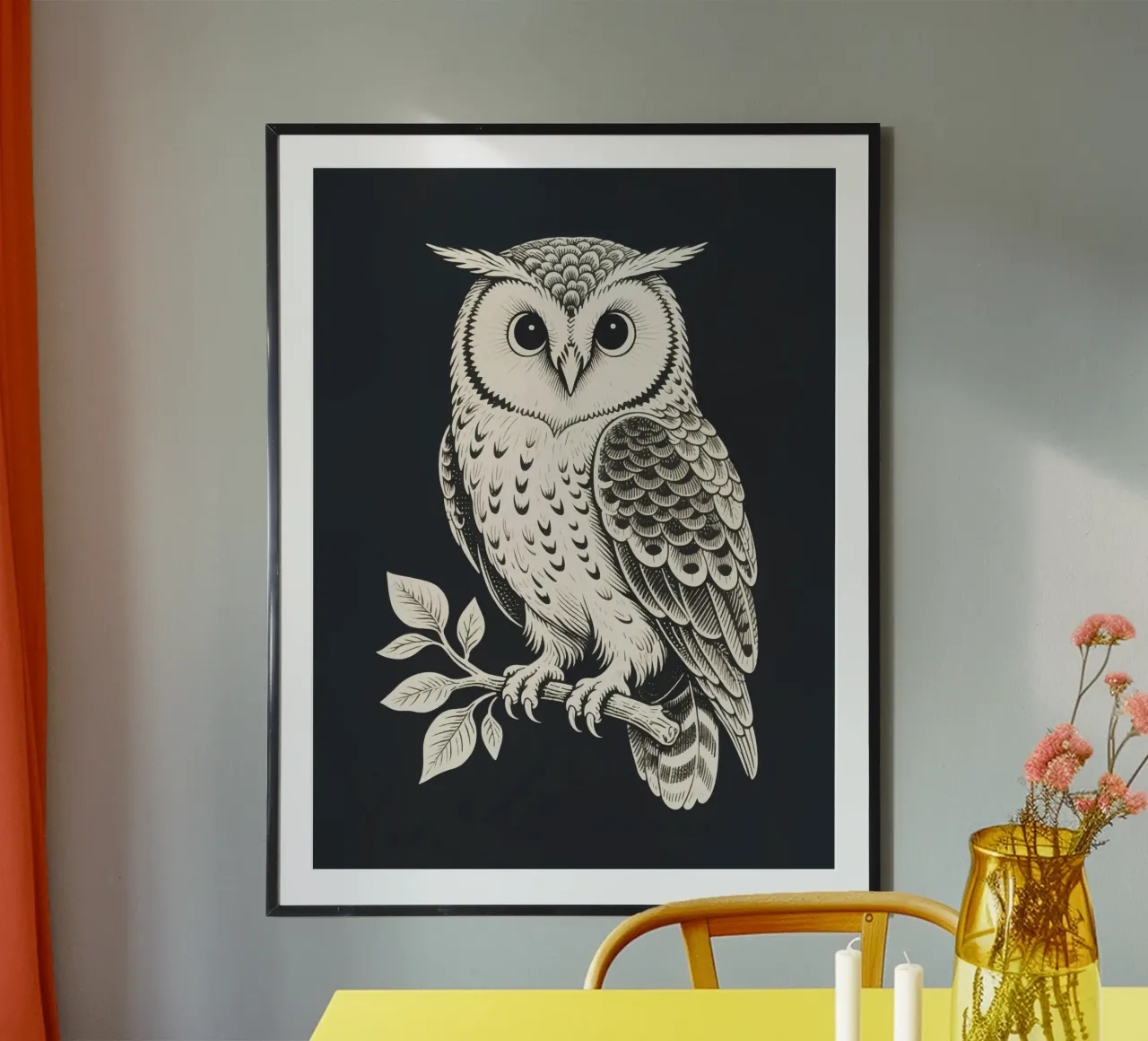 Gufo poster con telaio in plastica da knowledge