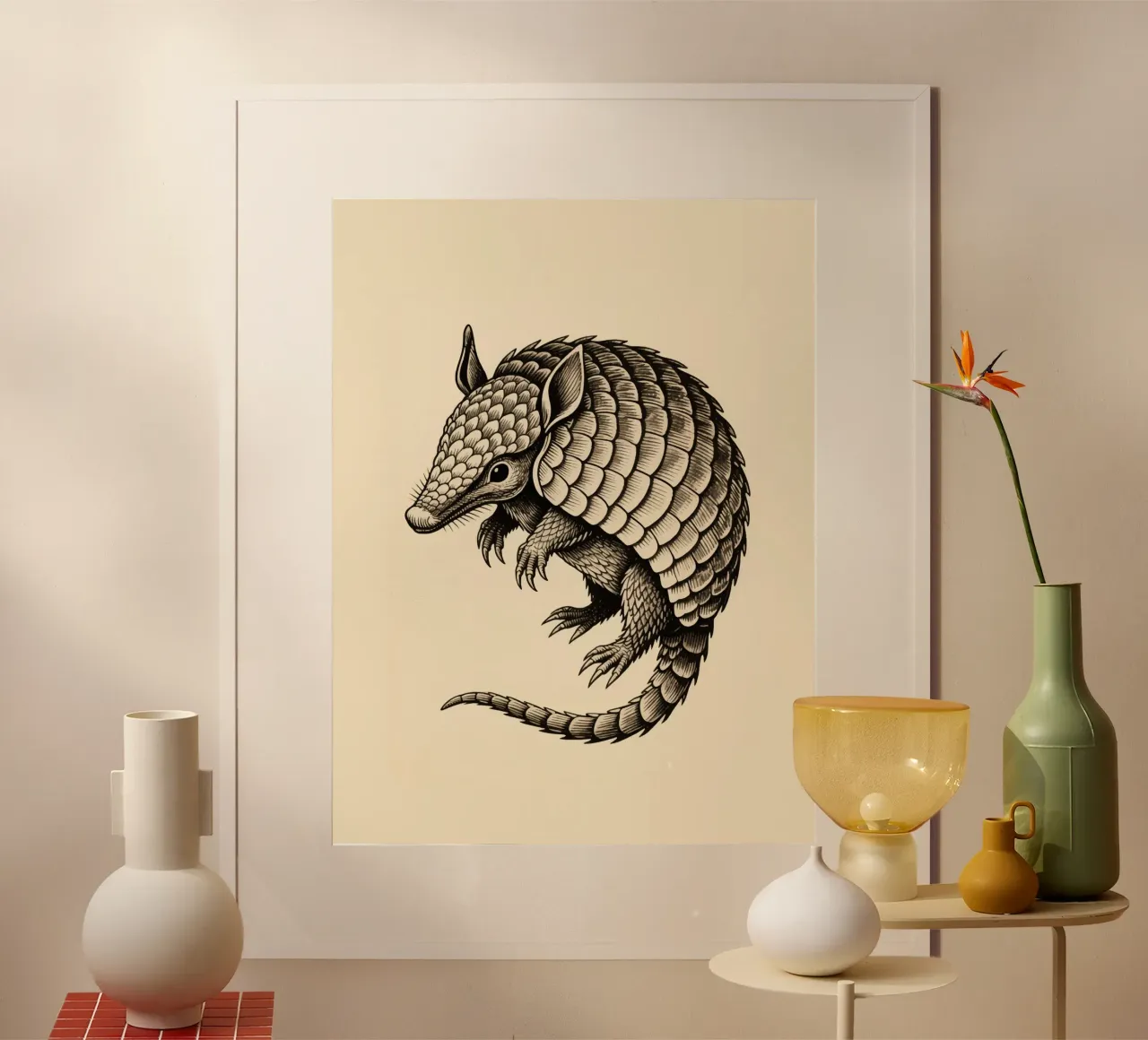Armadillo poster con telaio in legno da knowledge