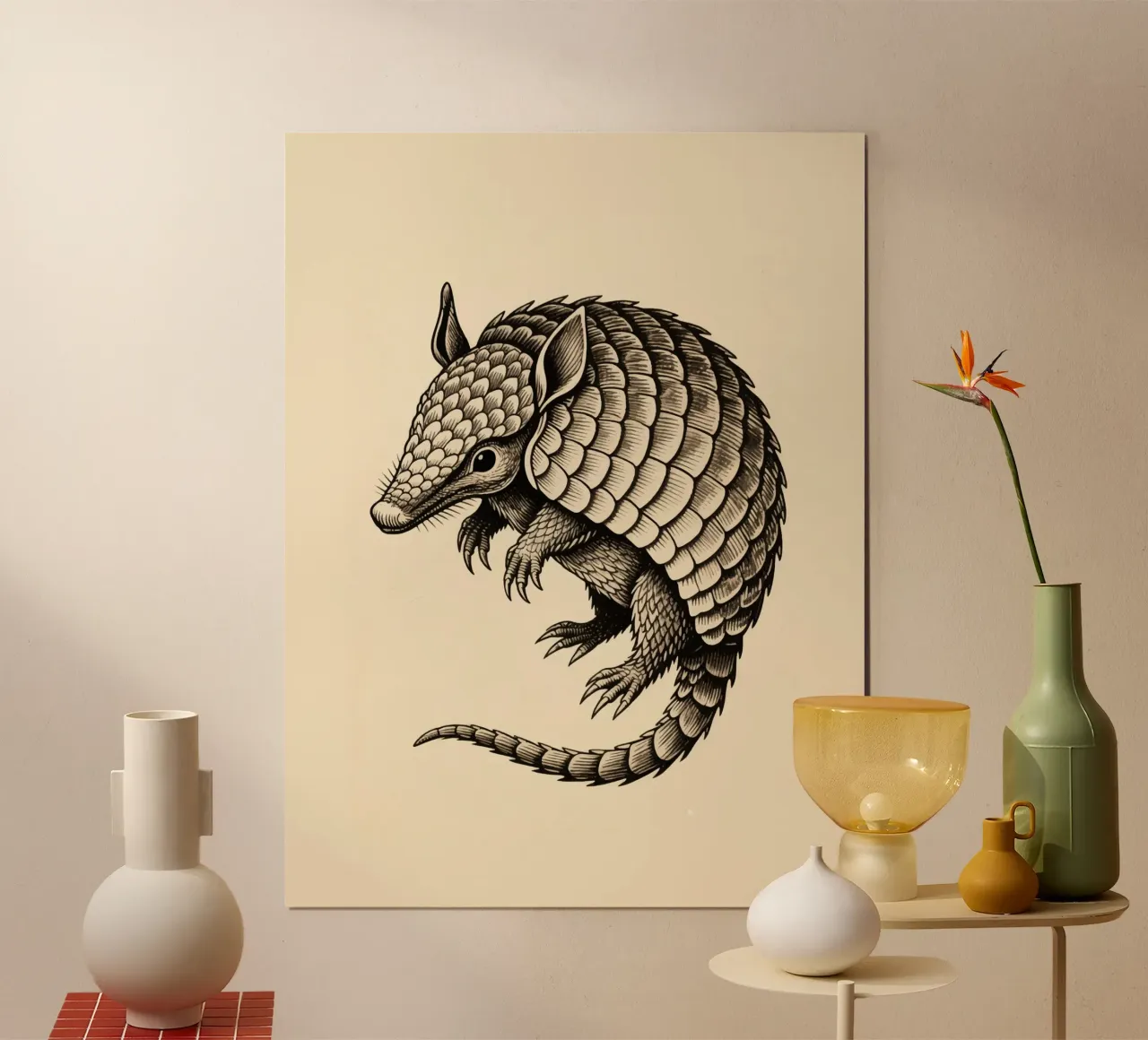 Armadillo poster con telaio in legno da knowledge