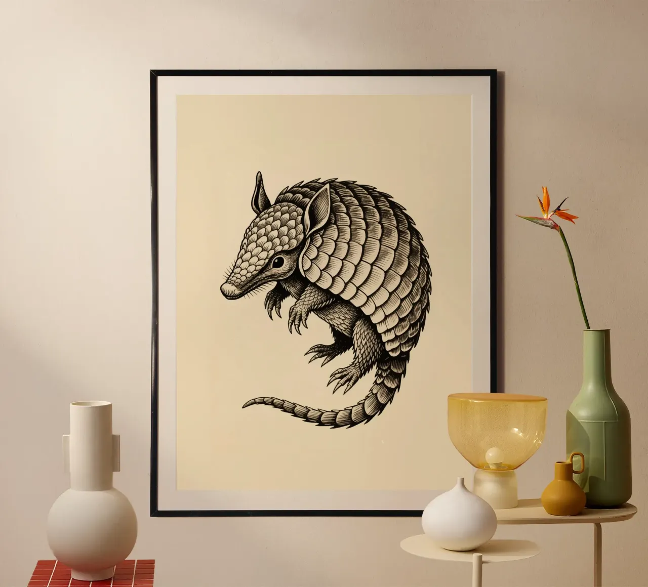 Armadillo poster con telaio in legno da knowledge