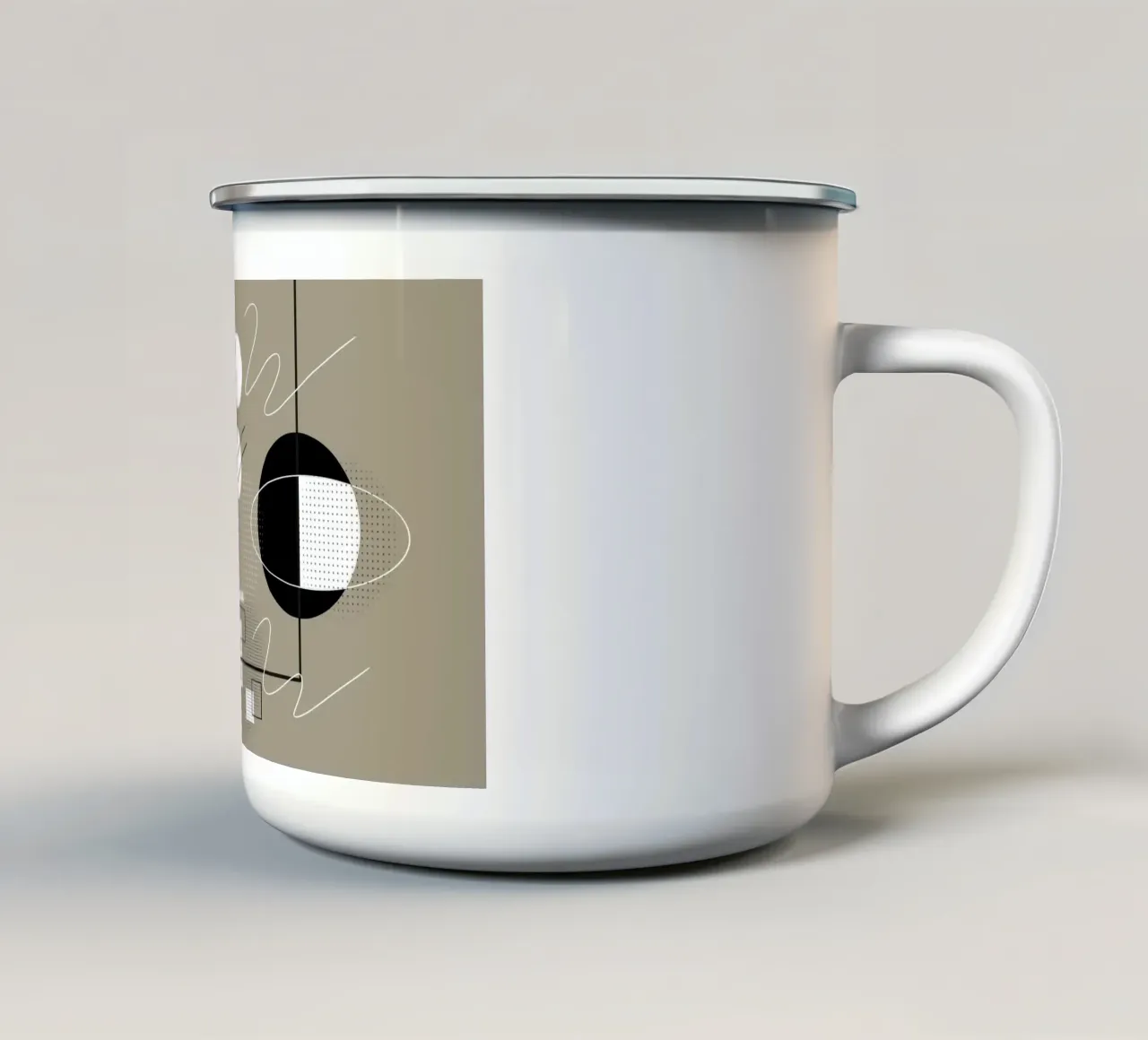 Illustrazione moderna con cerchi e linee tazza in smalto da BenCoStyle