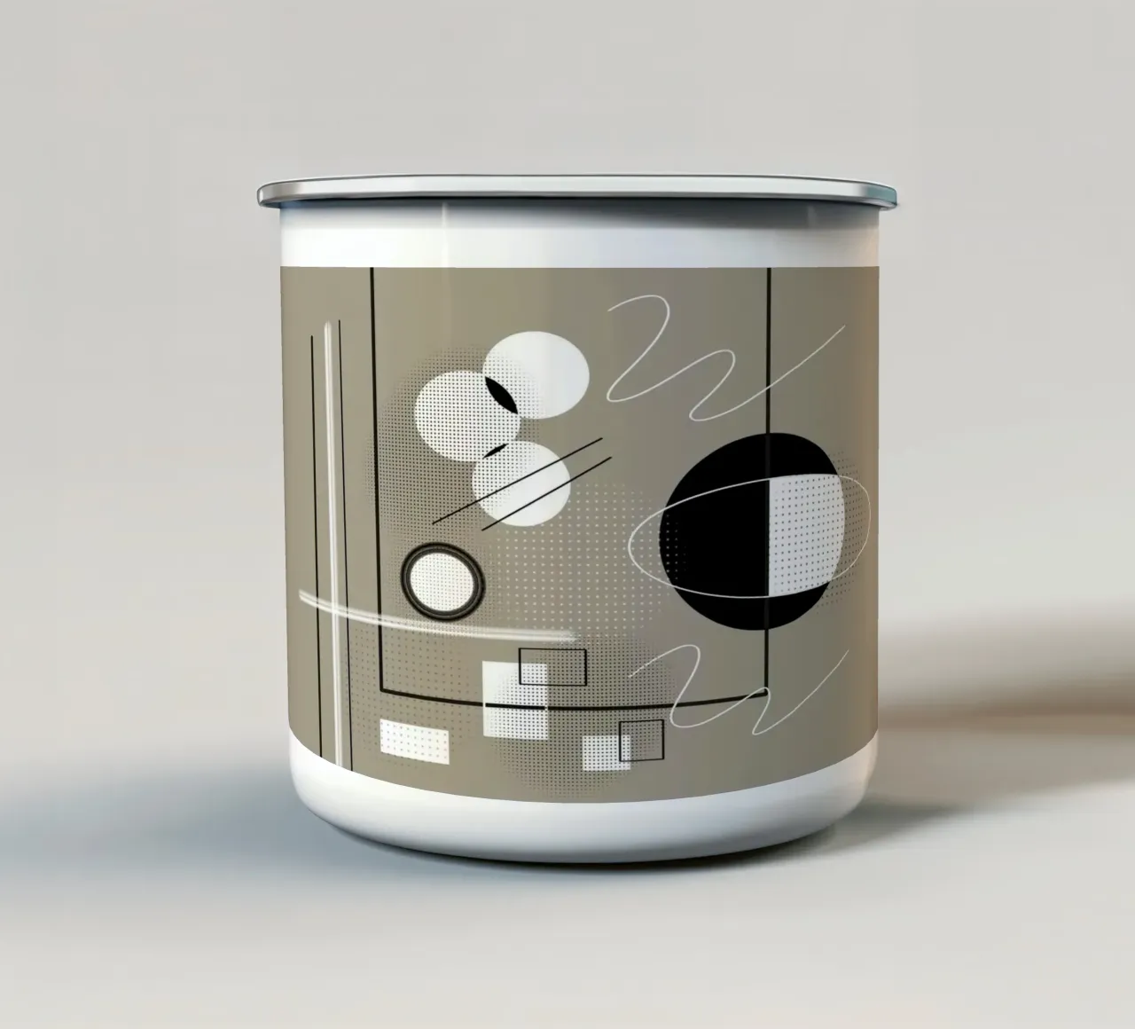 Illustrazione moderna con cerchi e linee tazza in smalto da BenCoStyle