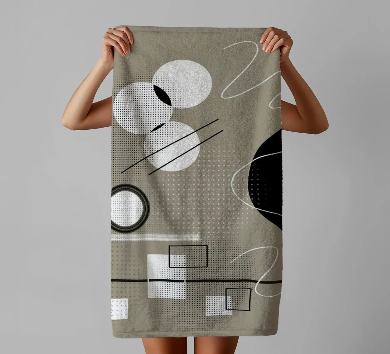 Modern illustration with circles and lines towel by BenCoStyle