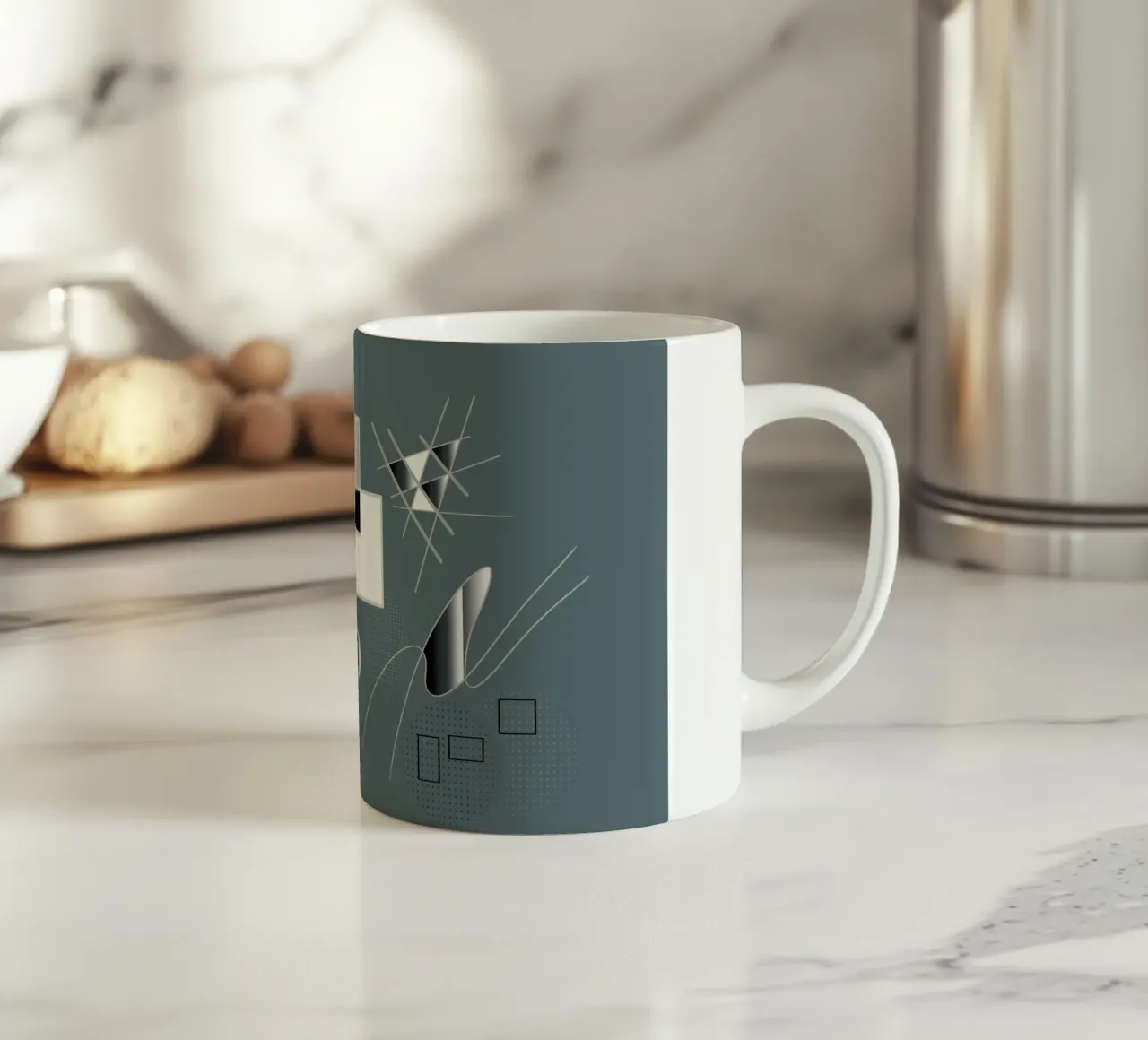 Illustrazione elegante con elementi 3D tazza in ceramica da BenCoStyle