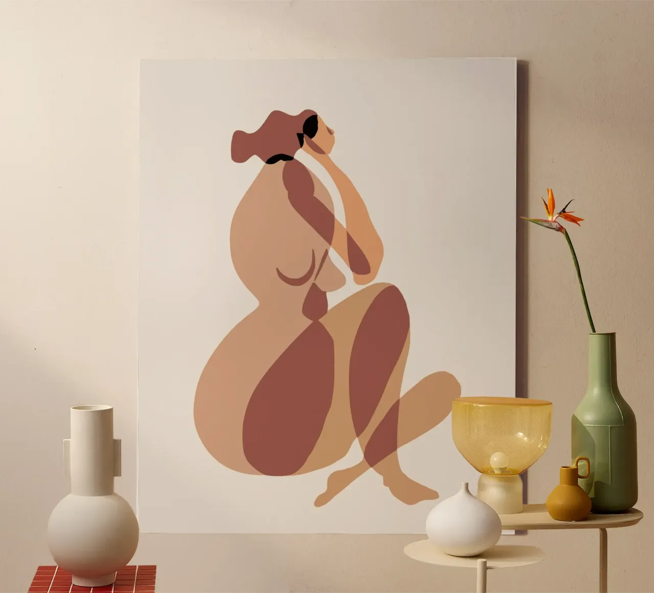 Beige nudo 09 tela con Cornice a cassetta da Little Dean