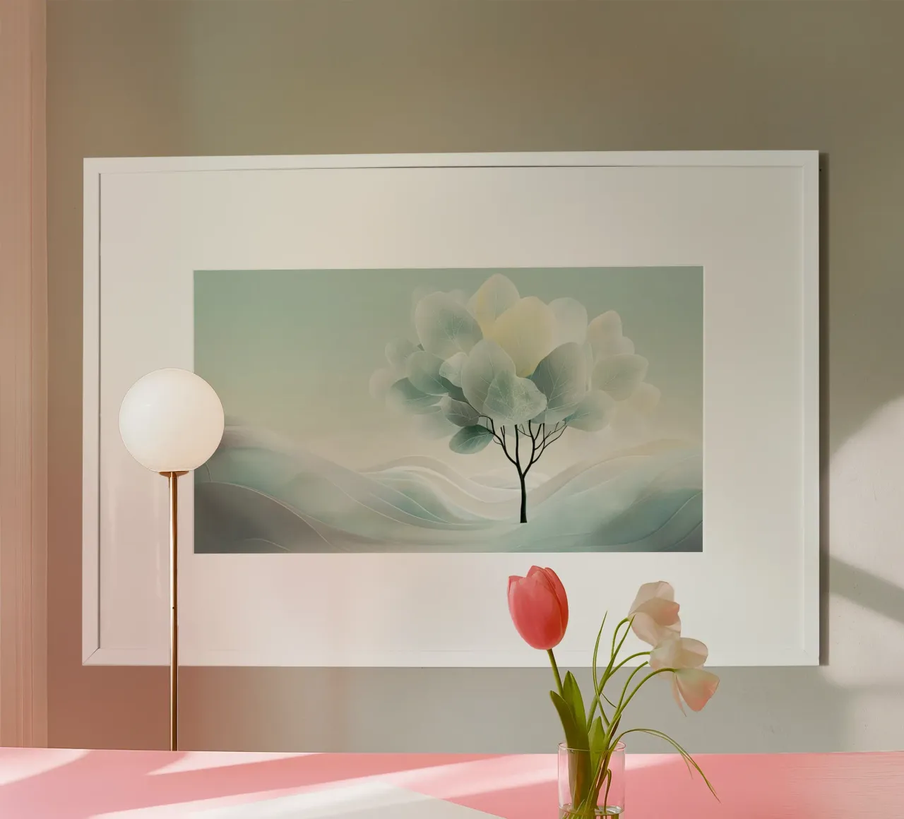 Serenità invernale eterea poster con telaio in legno da Artistic-shop