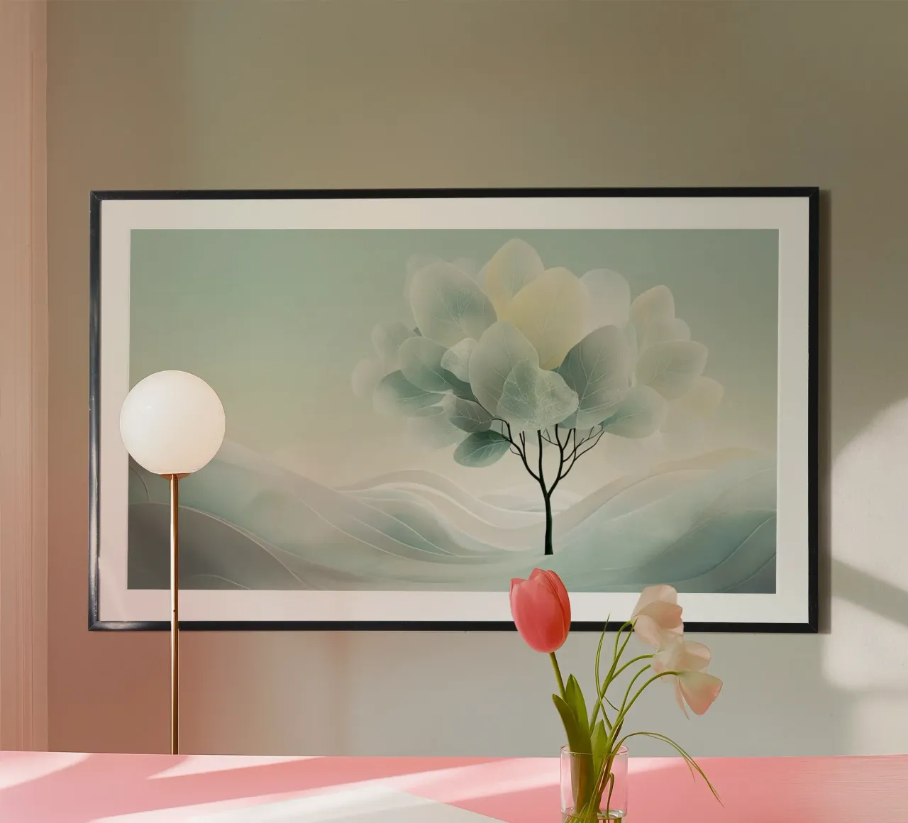 Serenità invernale eterea poster con telaio in legno da Artistic-shop