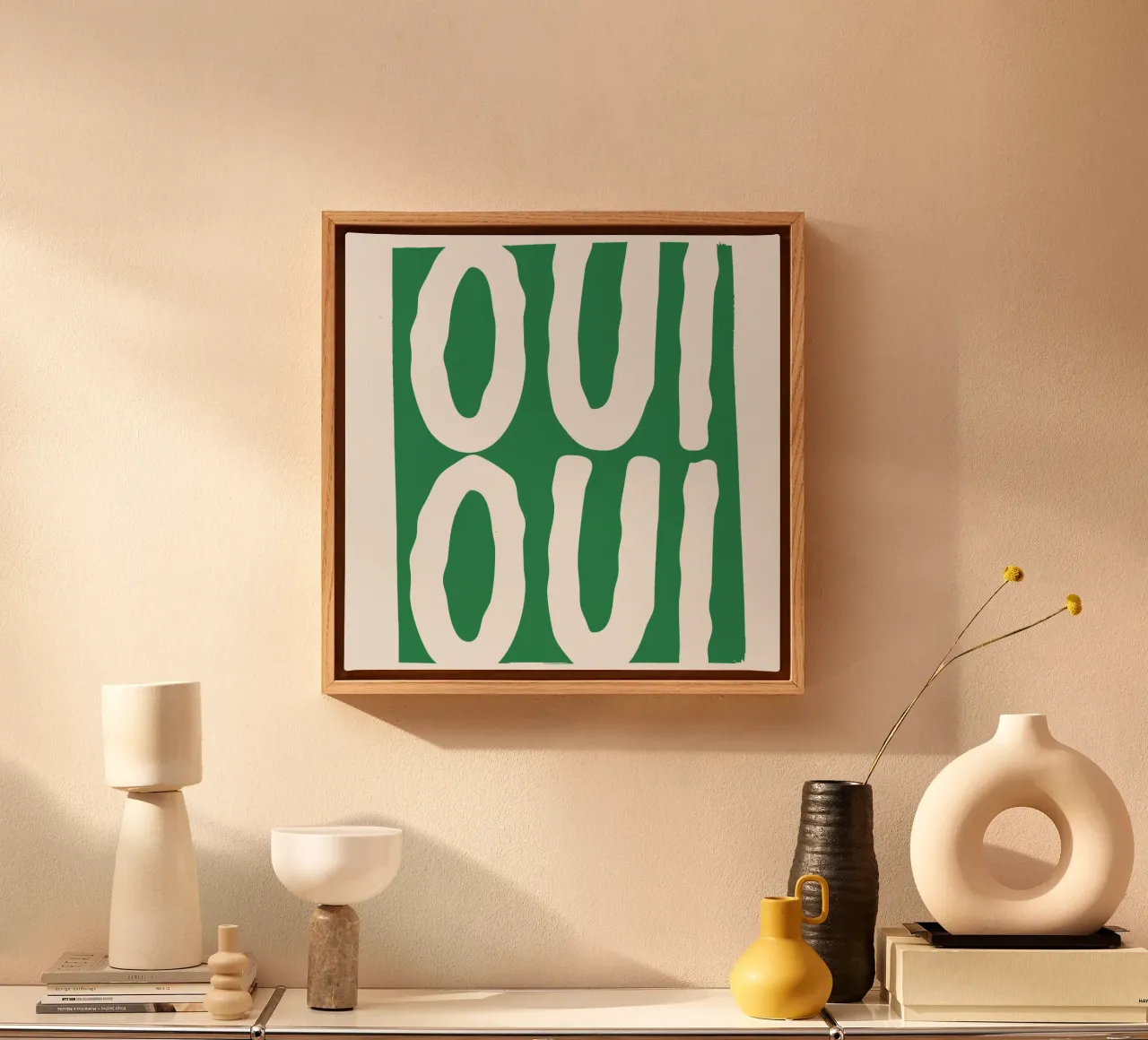 Oui Oui, Französisch Poster, Französisch Geschenk, Poster, Geschenk für zu Hause Leinwand mit Schattenfugenrahmen von DolceVita