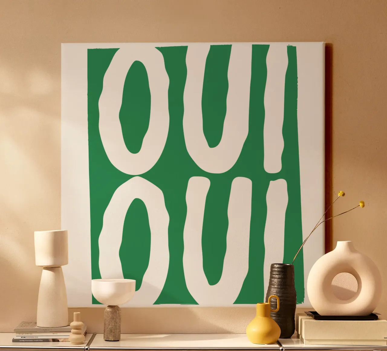 Oui Oui, Französisch Poster, Französisch Geschenk, Poster, Geschenk für zu Hause Leinwand mit Schattenfugenrahmen von DolceVita