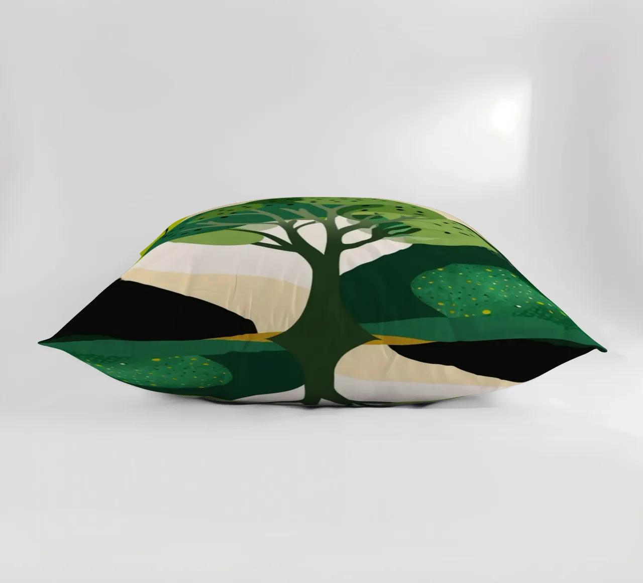 Paesaggio astratto e verdeggiante: Un albero della vita in una foresta moderna cuscino da Artistic-shop