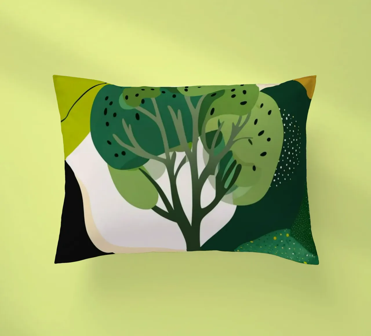 Paesaggio astratto e verdeggiante: Un albero della vita in una foresta moderna cuscino da Artistic-shop