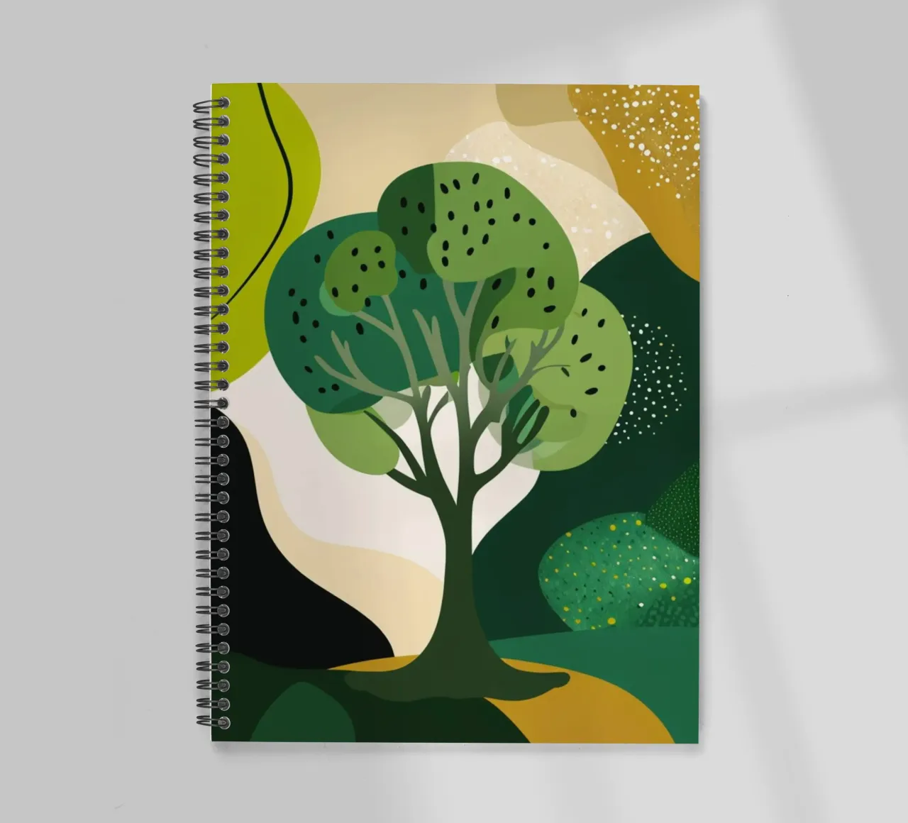 Paesaggio astratto e verdeggiante: Un albero della vita in una foresta moderna diario ad anelli da Artistic-shop