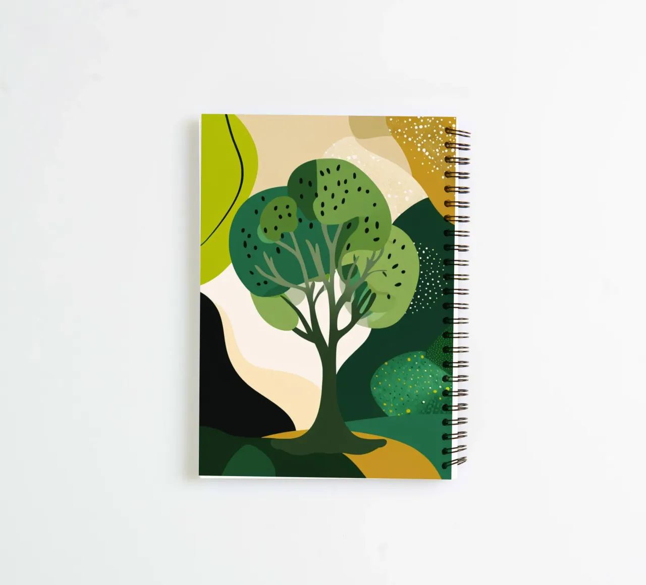 Paesaggio astratto e verdeggiante: Un albero della vita in una foresta moderna diario ad anelli da Artistic-shop