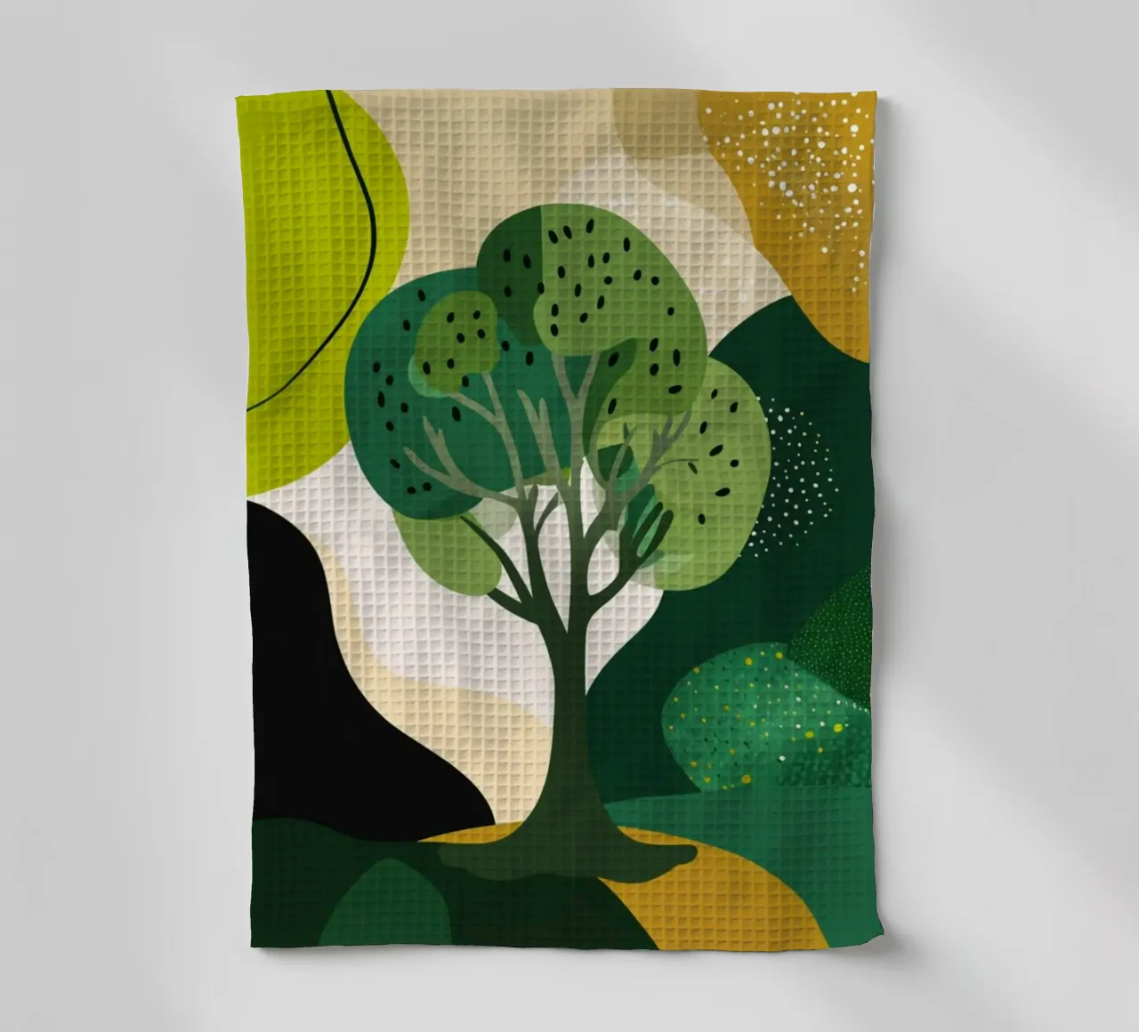 Paysage verdoyant abstrait : Un arbre de vie dans une forêt moderne torchon de Artistic-shop