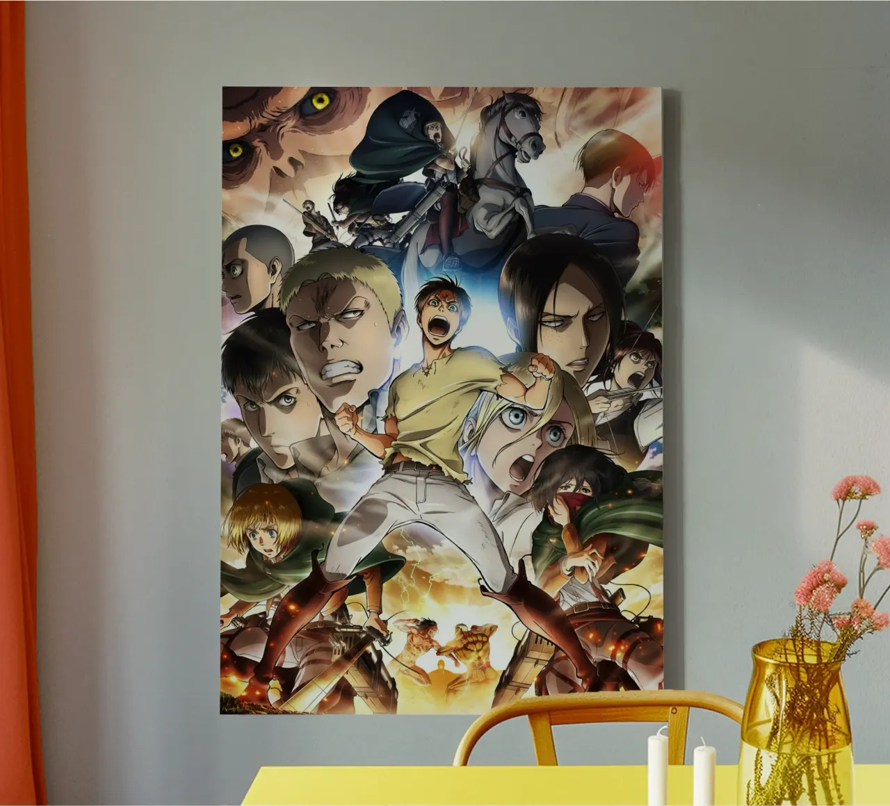 Eren vs Titan-pantser canvas met Baklijst van mary shop