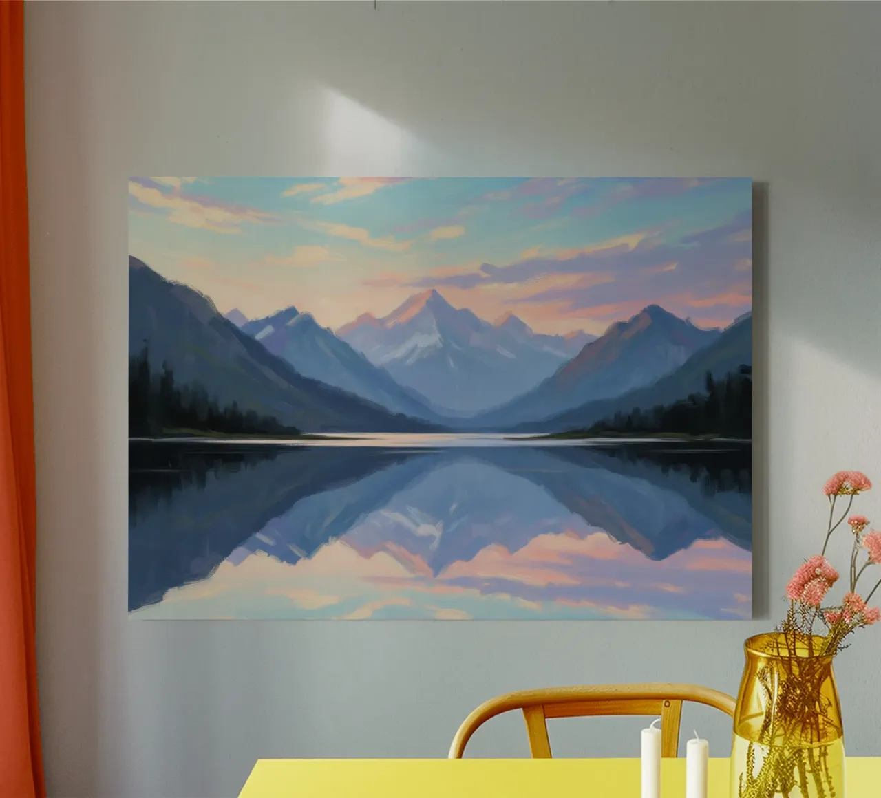 Sussurri del crepuscolo: Sereno lago di montagna che riflette il cielo tela con Cornice a cassetta da Artistic-shop