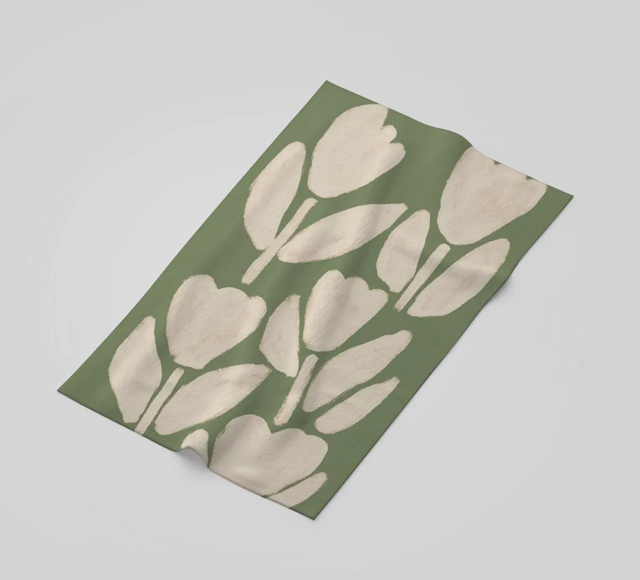 Abstracte saliegroene tulpen strandhanddoek van Melloi Art Print