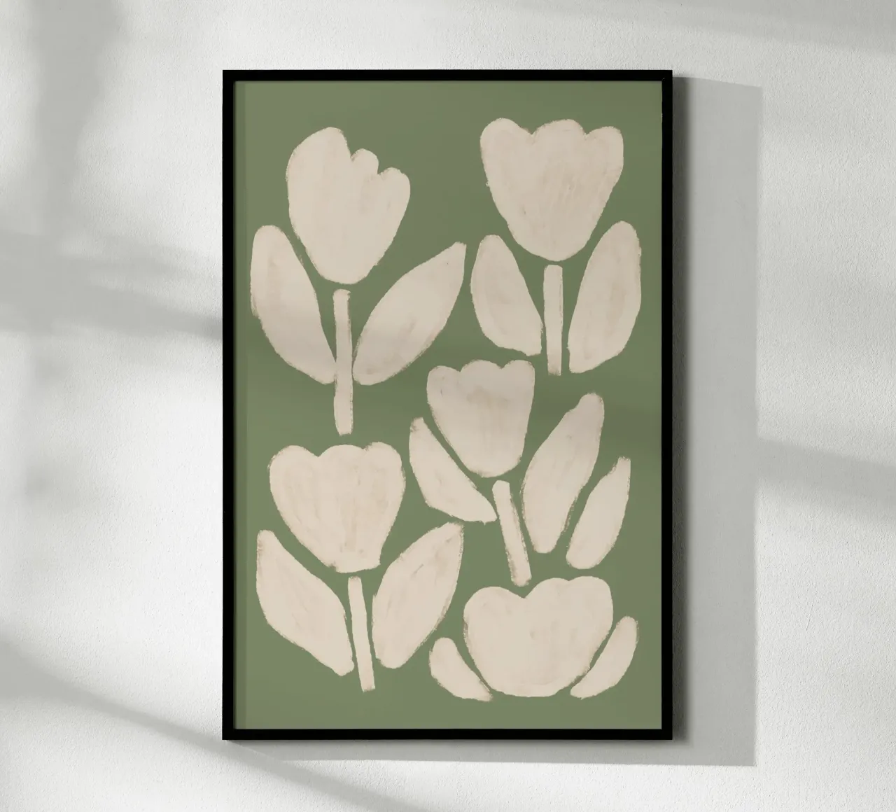 Tulipani astratti verde salvia poster da Melloi Art Print