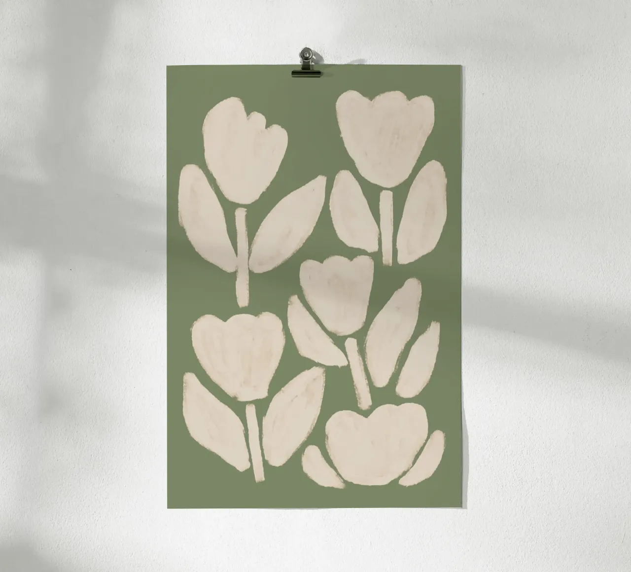 Tulipani astratti verde salvia poster da Melloi Art Print