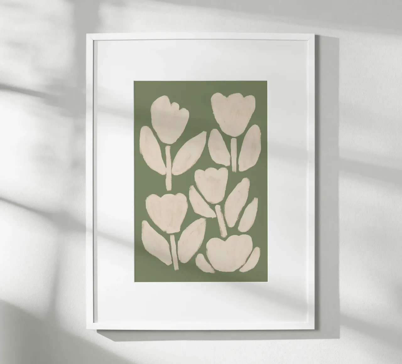 Tulipani astratti verde salvia poster da Melloi Art Print