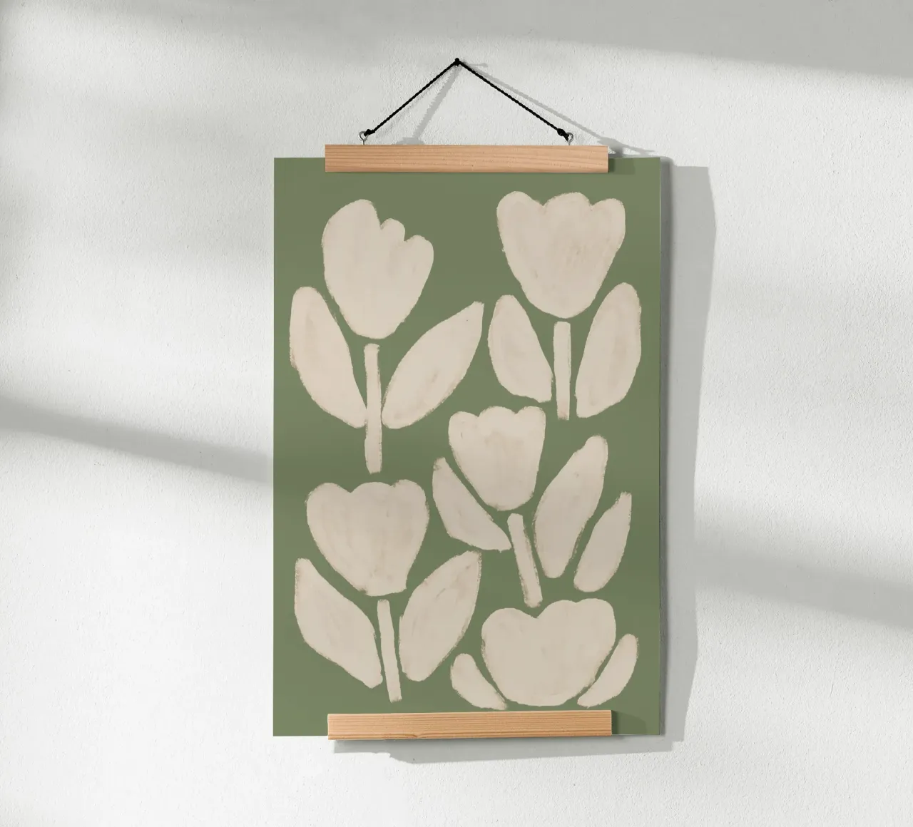 Tulipani astratti verde salvia poster da Melloi Art Print