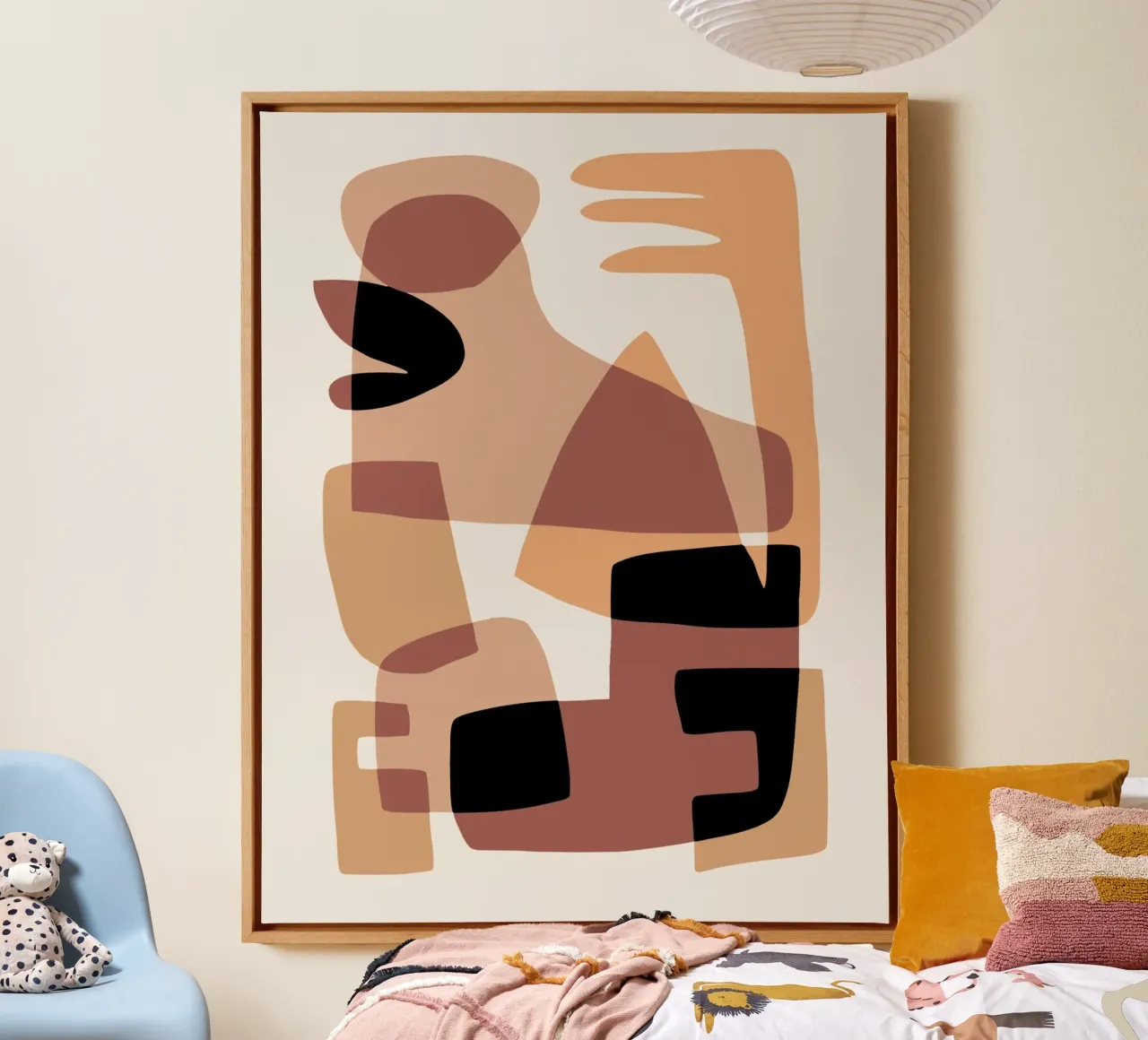 Beige mash up 04 canvas with Floater frame by Little Dean