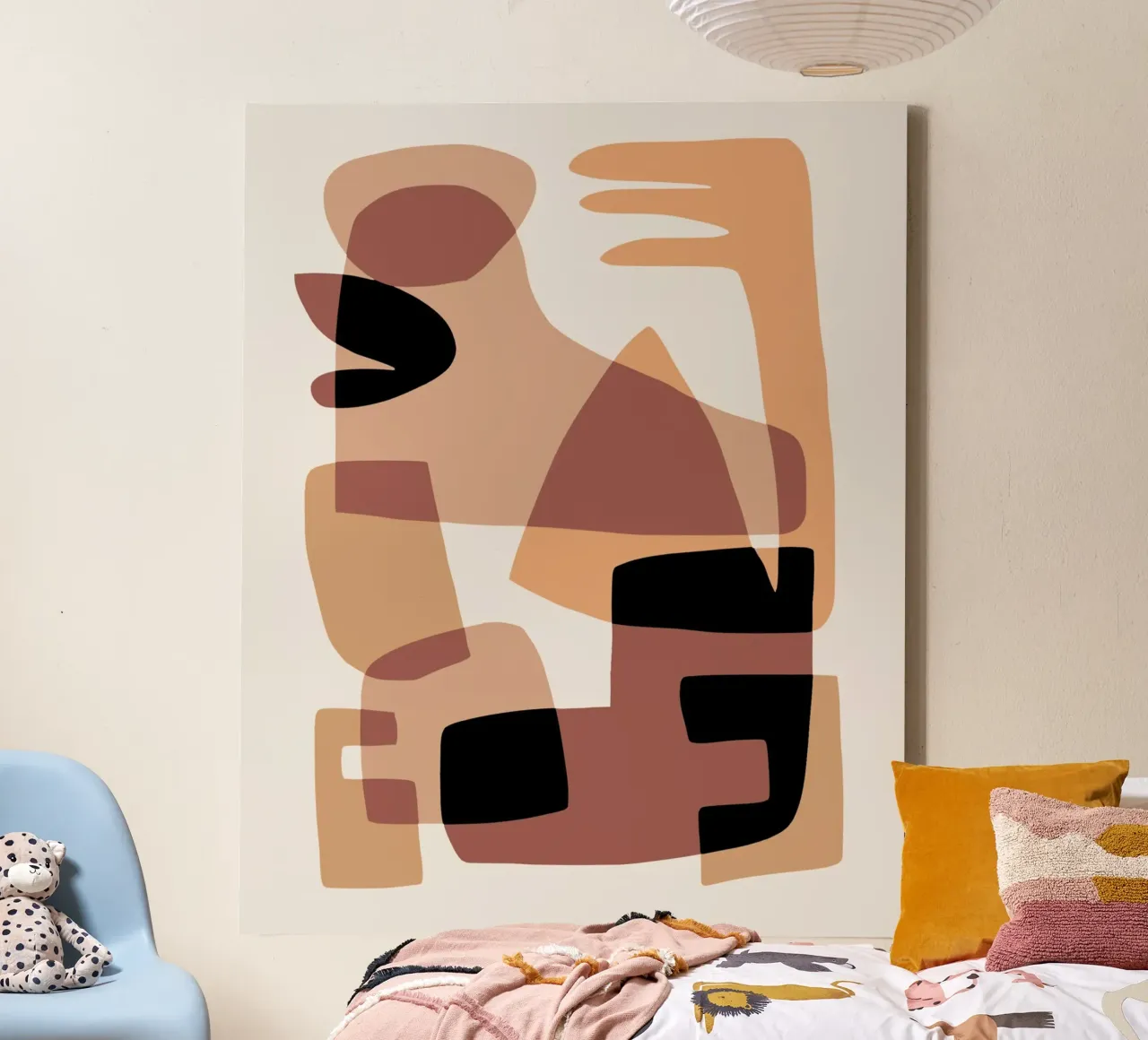 Beige mash up 04 canvas with Floater frame by Little Dean