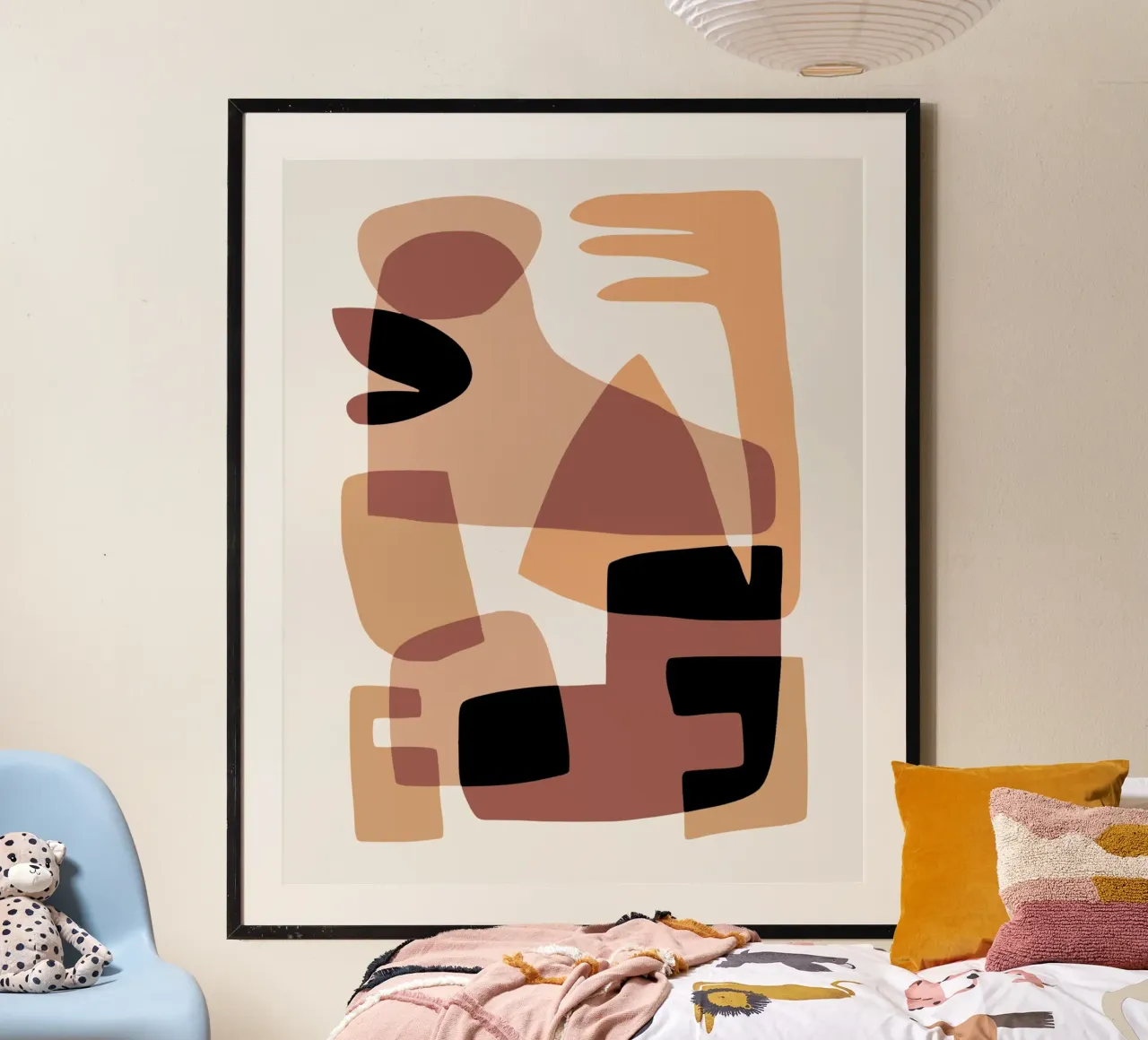 Beige mash up 04 poster con telaio in plastica da Little Dean