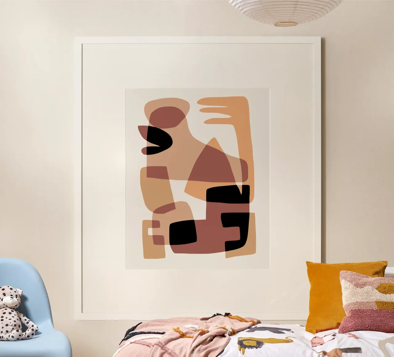 Beige mash up 04 poster con telaio in plastica da Little Dean