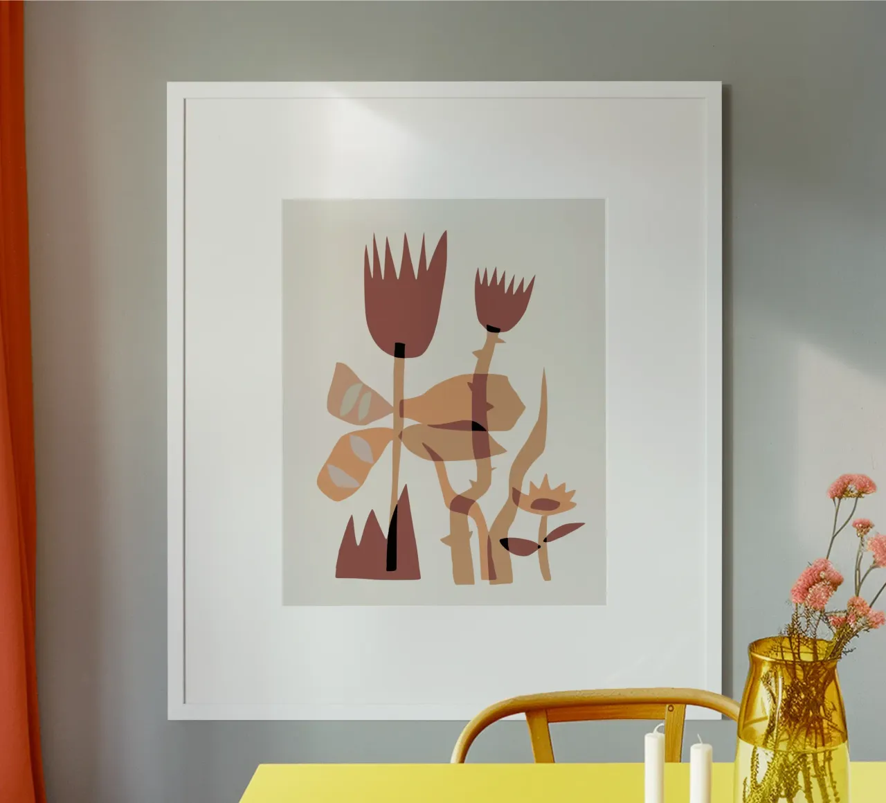 Fiore stravagante 04 poster con telaio in legno da Little Dean