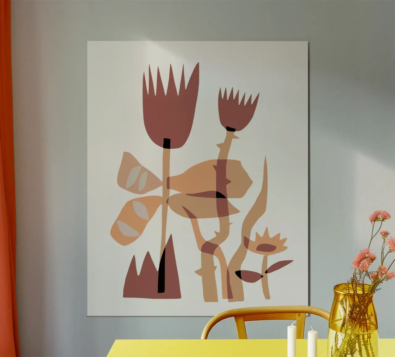 Fiore stravagante 04 poster con telaio in legno da Little Dean