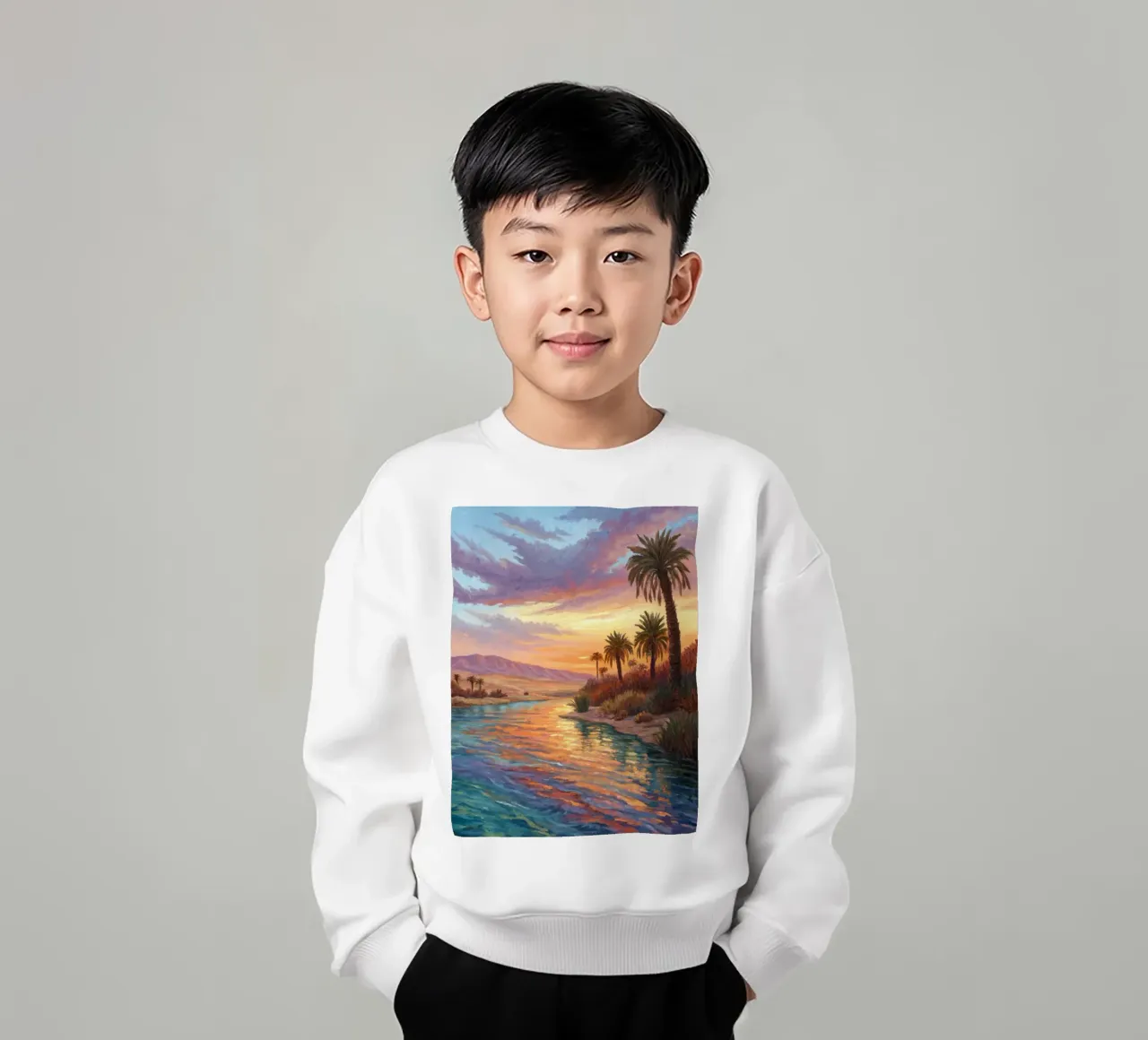 Oasi dell'ora d'oro: L'abbraccio di un fiume del deserto felpa bambino da Artistic-shop