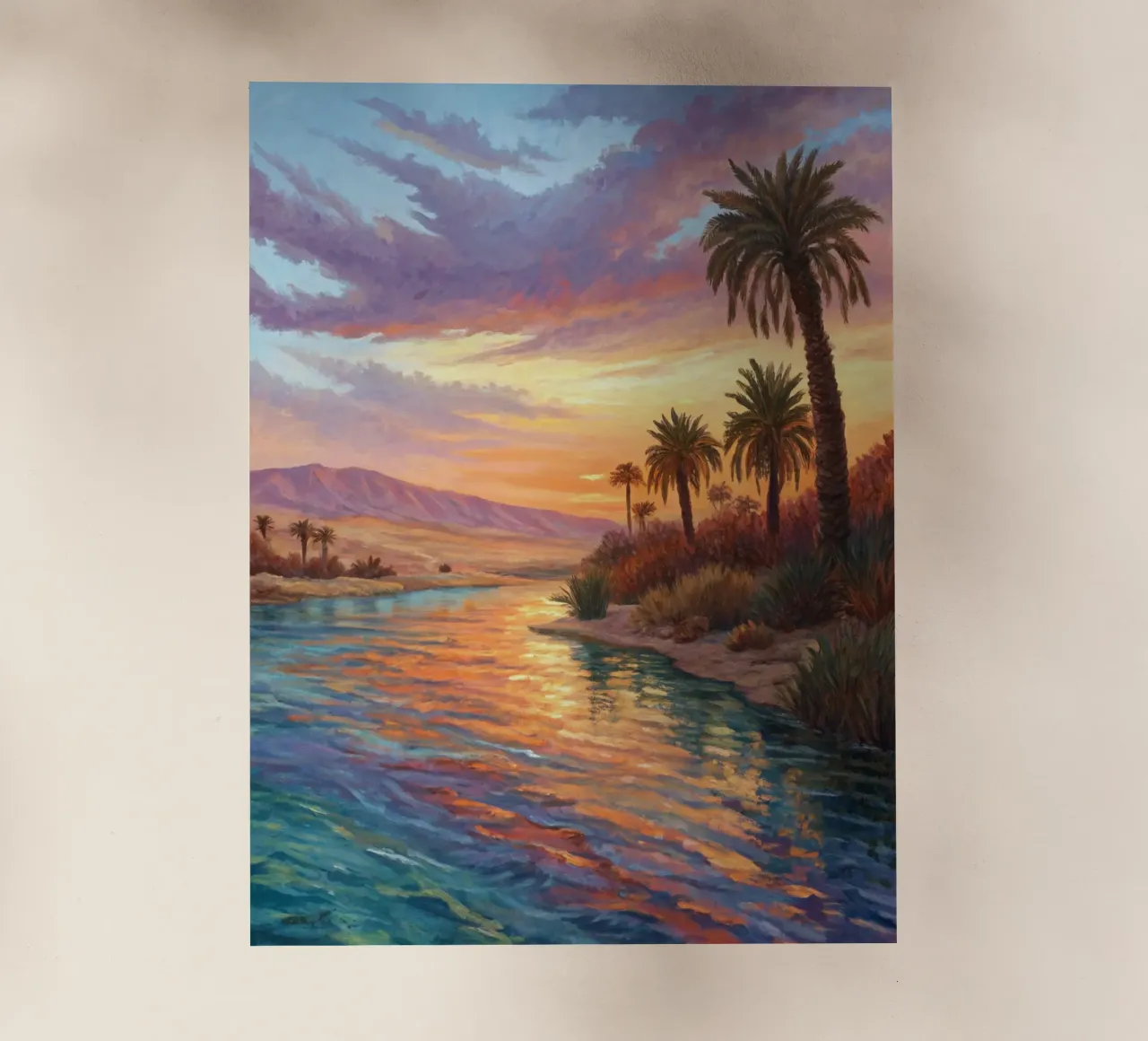 Oasi dell'ora d'oro: L'abbraccio di un fiume del deserto pellicola backlit da Artistic-shop