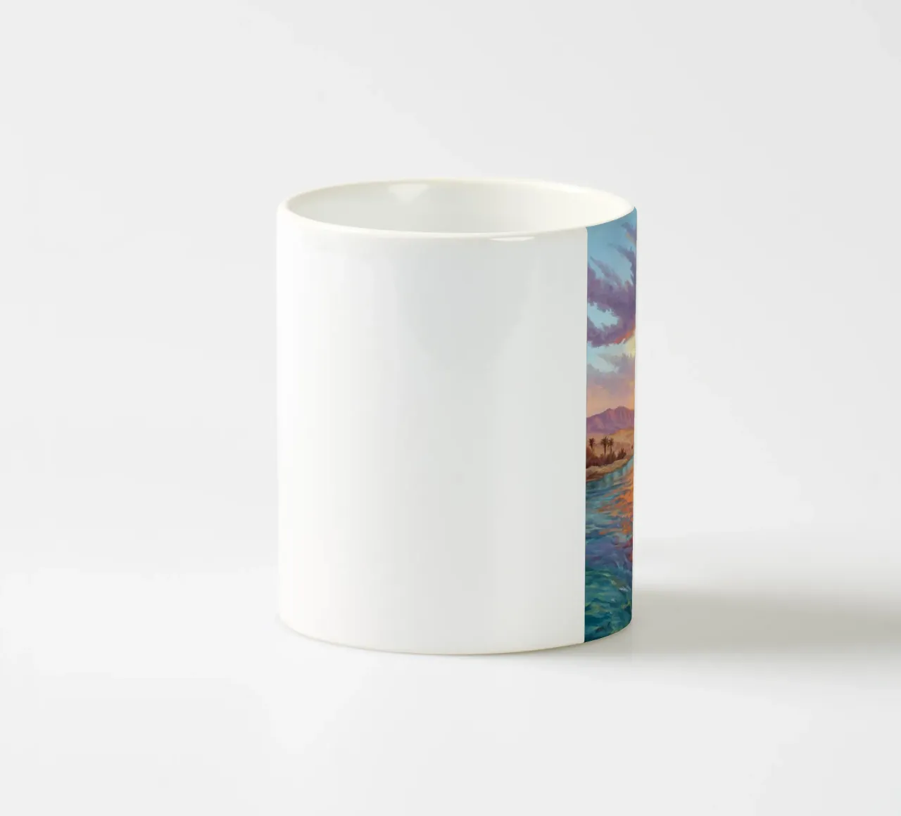 Oasi dell'ora d'oro: L'abbraccio di un fiume del deserto tazza in ceramica da Artistic-shop