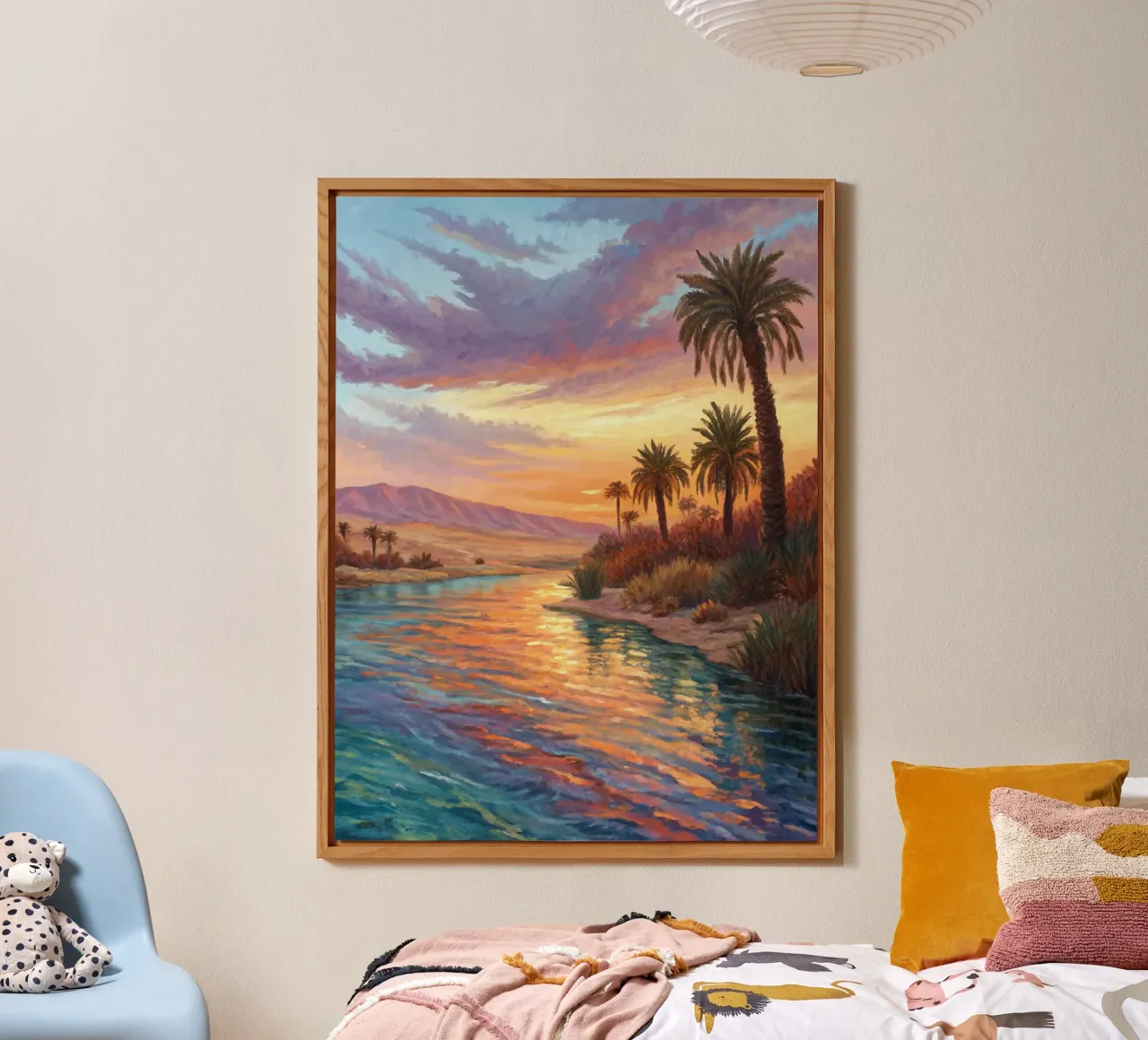 Oasi dell'ora d'oro: L'abbraccio di un fiume del deserto alluminio dibond da Artistic-shop