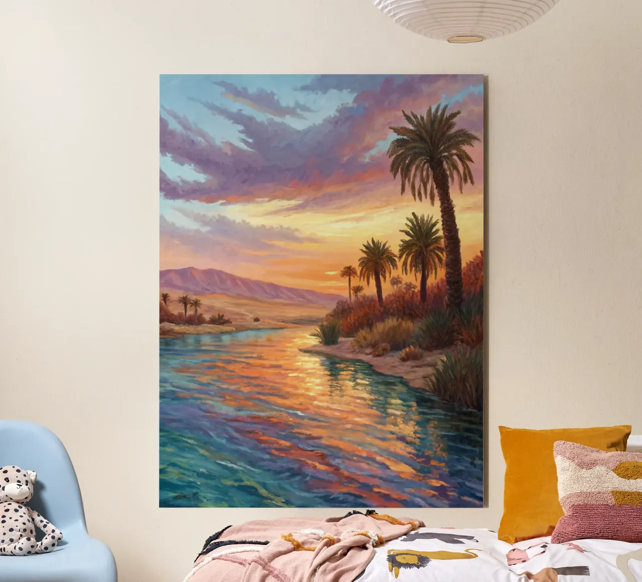 Oasi dell'ora d'oro: L'abbraccio di un fiume del deserto alluminio dibond da Artistic-shop