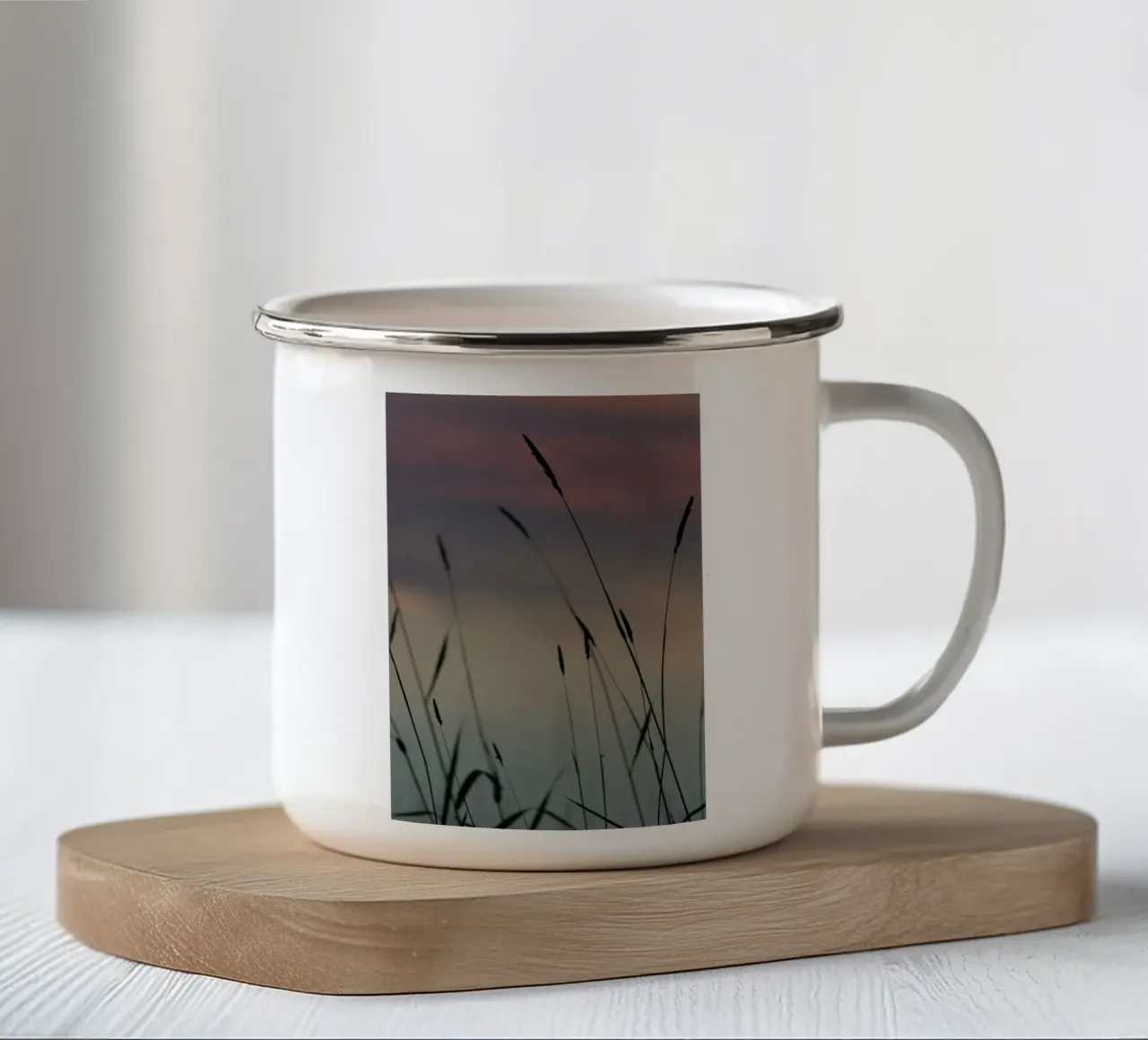 Sunset by the lake tazza in smalto da Carol Maia