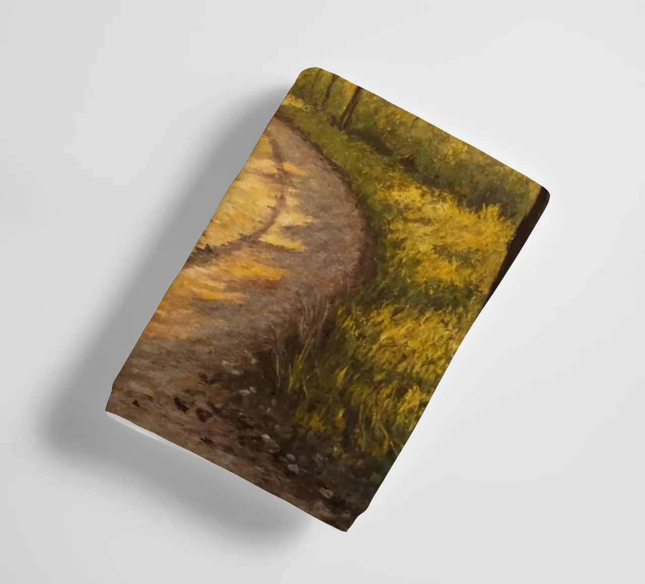 The Golden Path at Dusk: A Serene Journey Through a Sunlit F towel by Artistic-shop