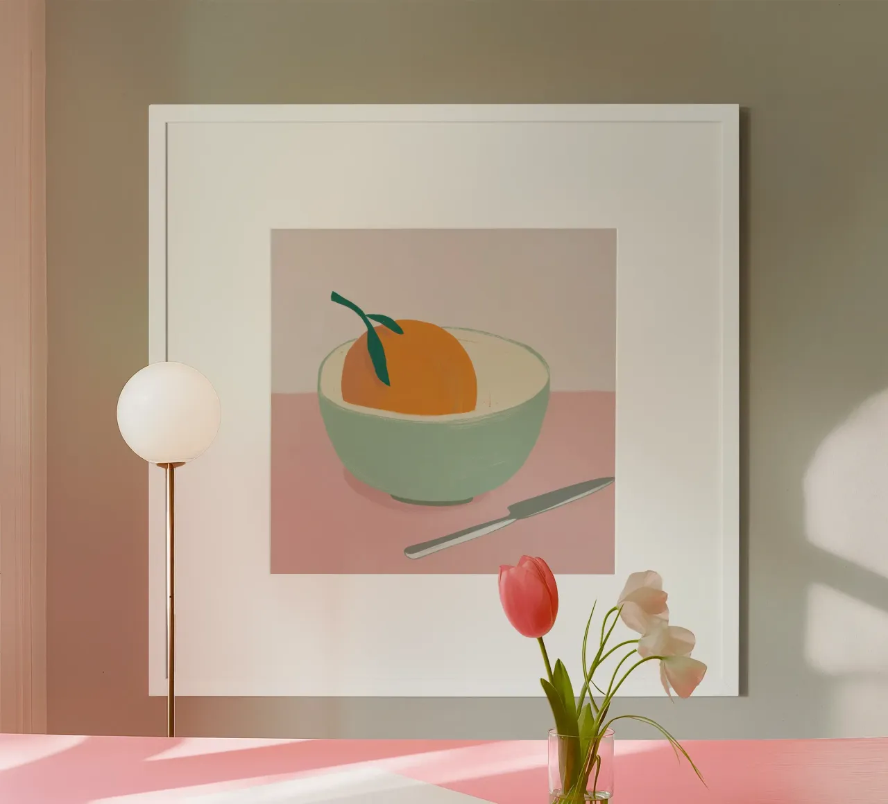 Arancione in una ciotola poster con telaio in plastica da Frame Aura