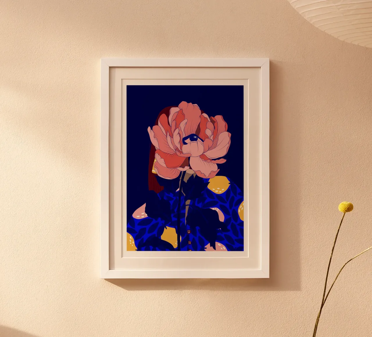 Donna fiore poster con telaio in legno da Lise.ya