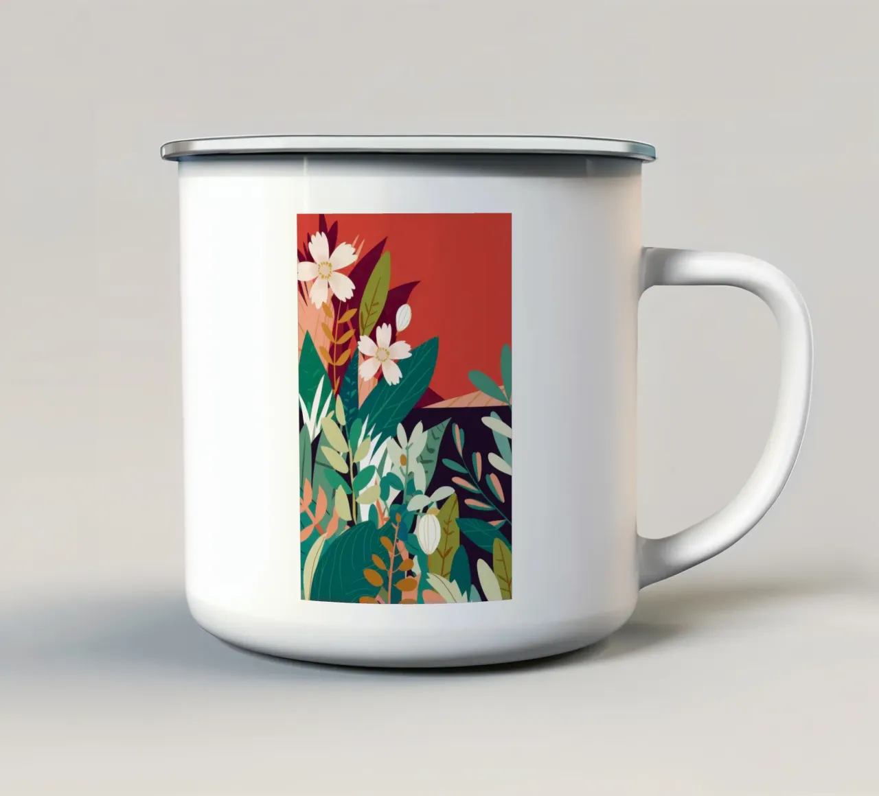 Fiore rosso Immobile tazza in smalto da Frame Aura